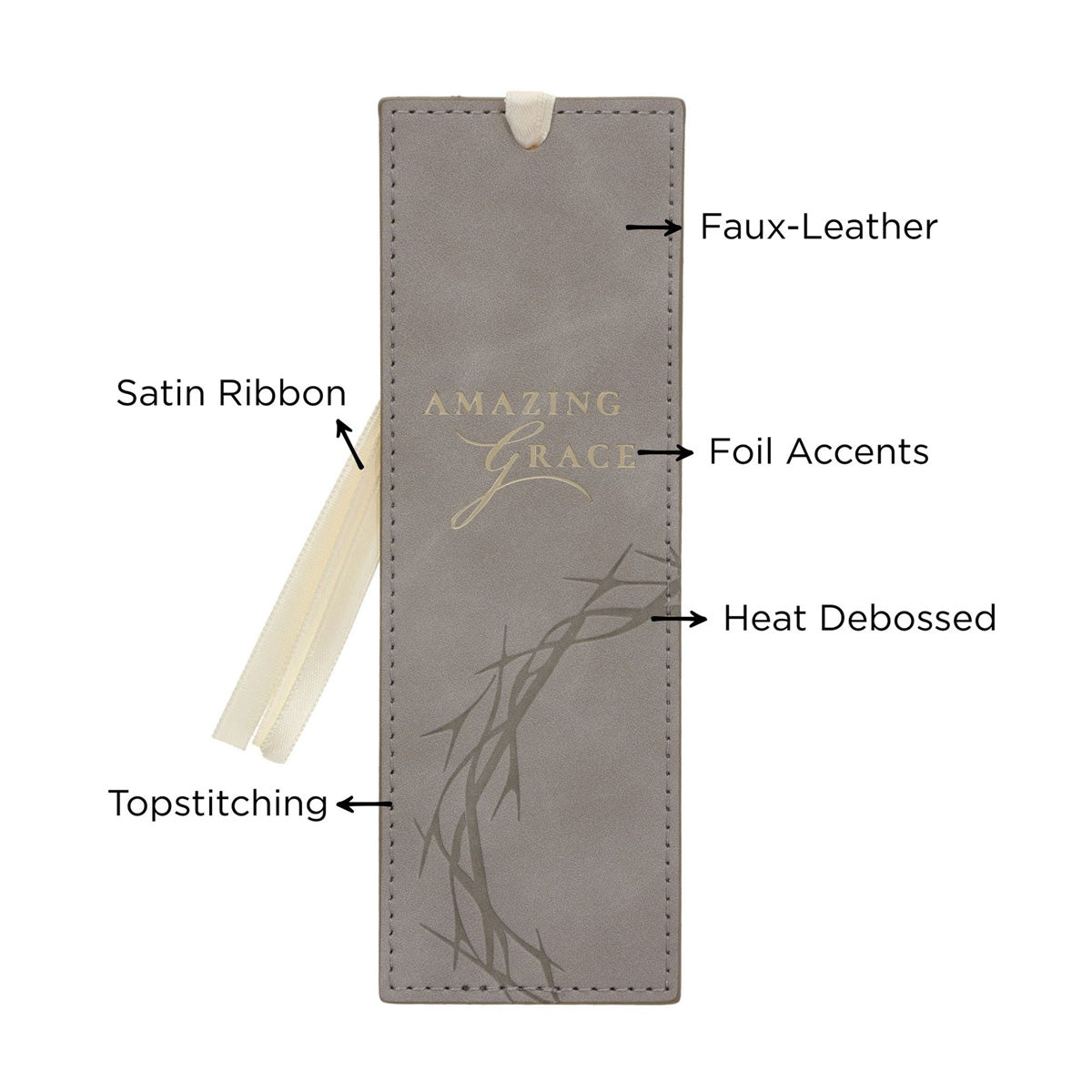 Amazing Grace Faux Leather Bookmark