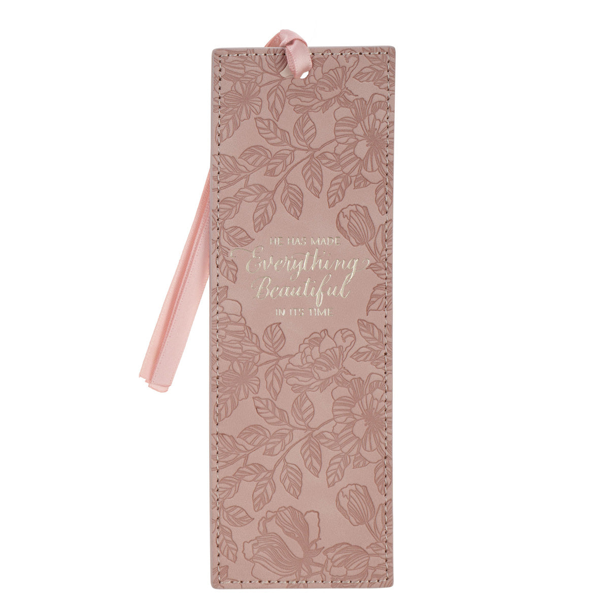 He Has Made Everything Beautiful in Its Time Pink Faux Leather Bookmark