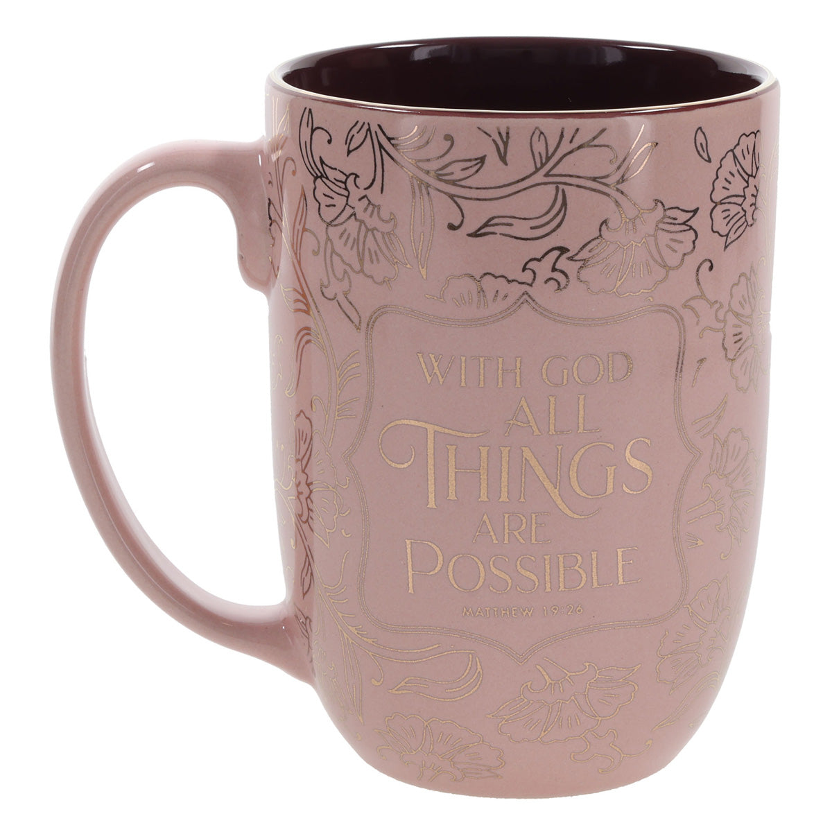 With God All Things Are Possible Pink Ceramic Mug