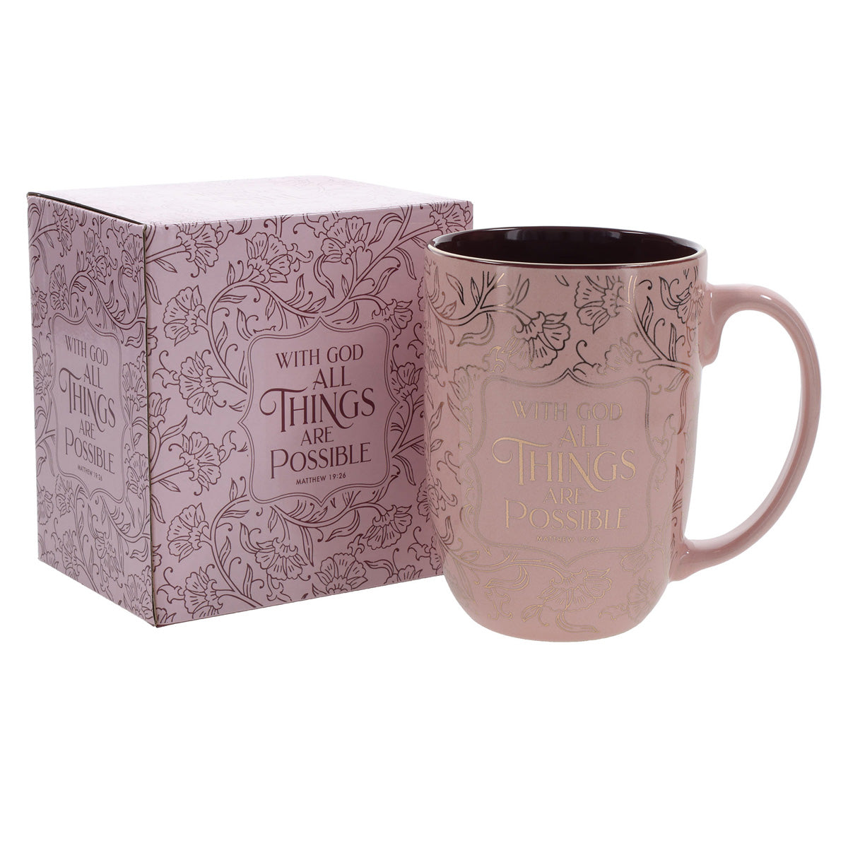 With God All Things Are Possible Pink Ceramic Mug