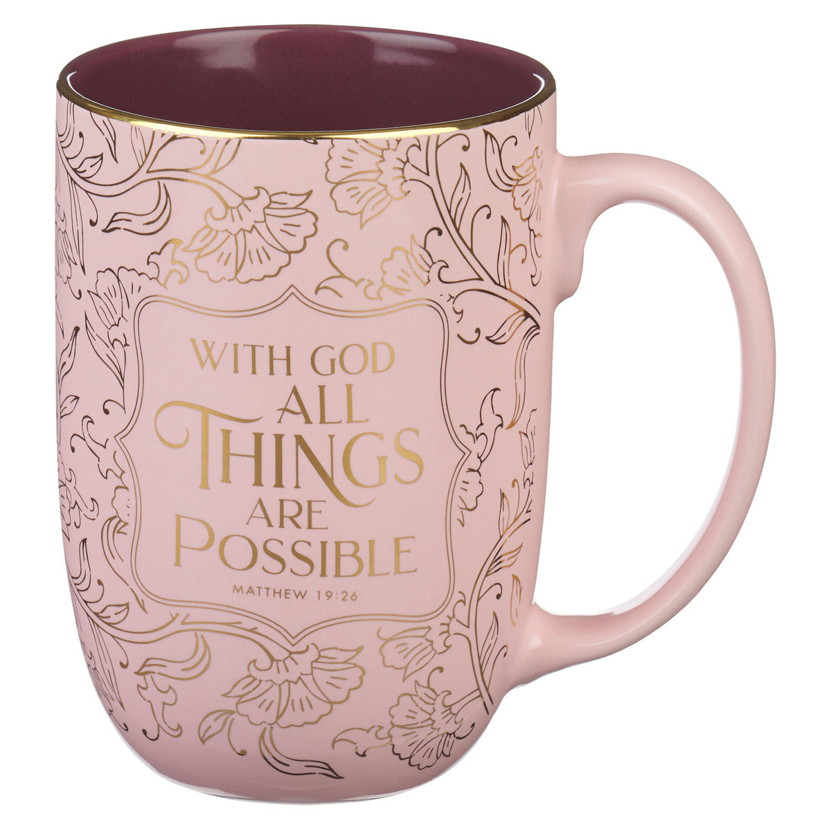 With God All Things Are Possible Pink Ceramic Mug