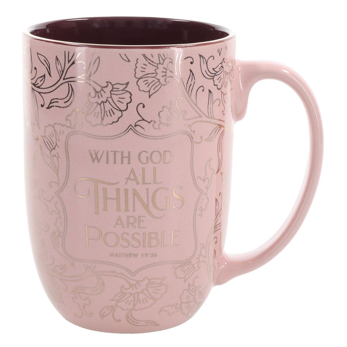 With God All Things Are Possible Pink Ceramic Mug