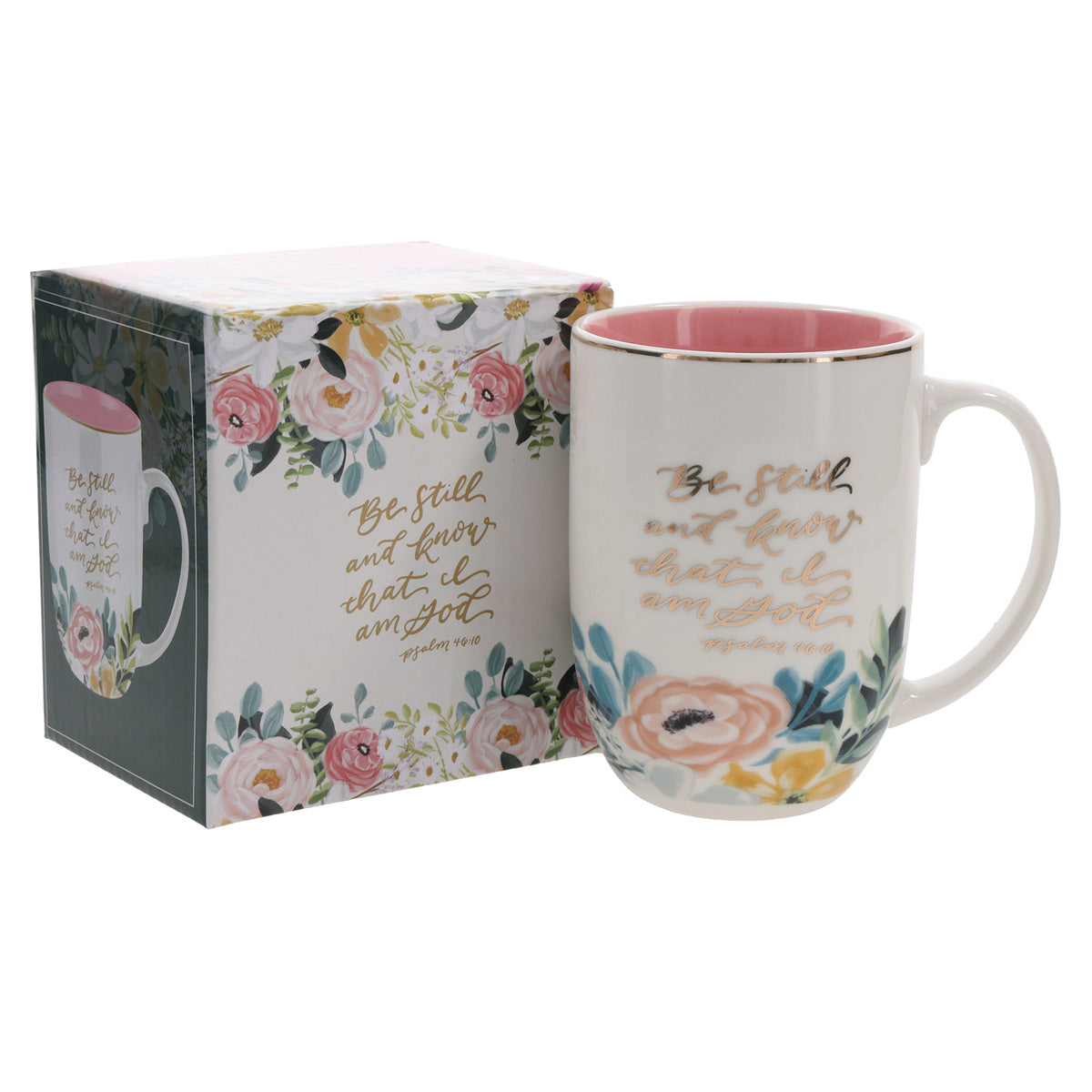 Be Still and Know That I Am God Ceramic Mug with Pink Interior