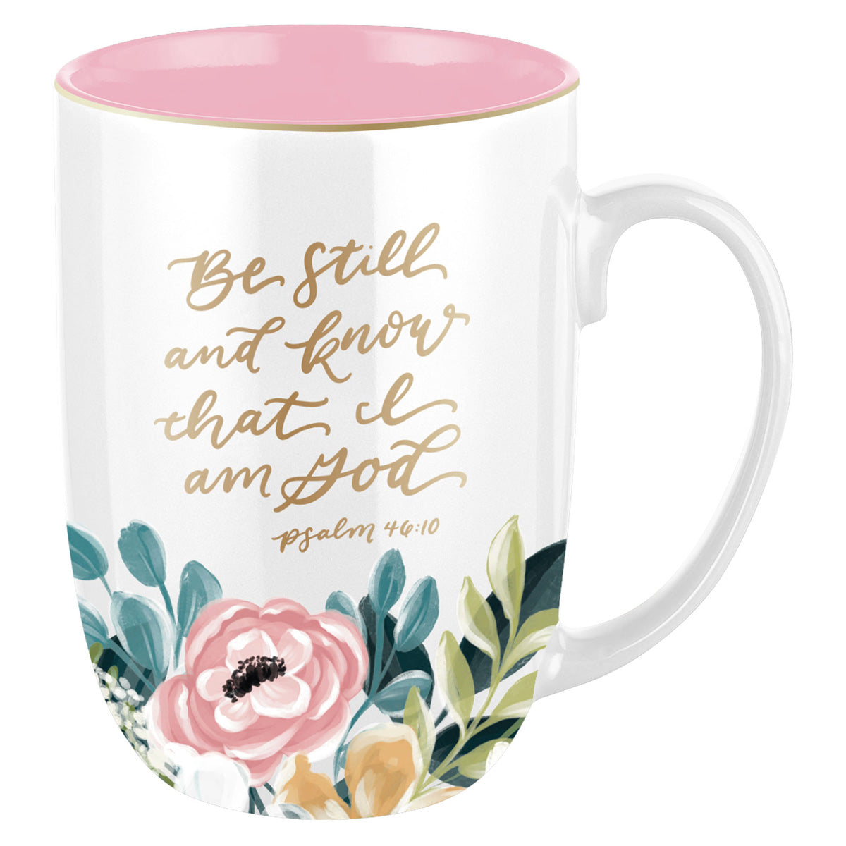 Be Still and Know That I Am God Ceramic Mug with Pink Interior