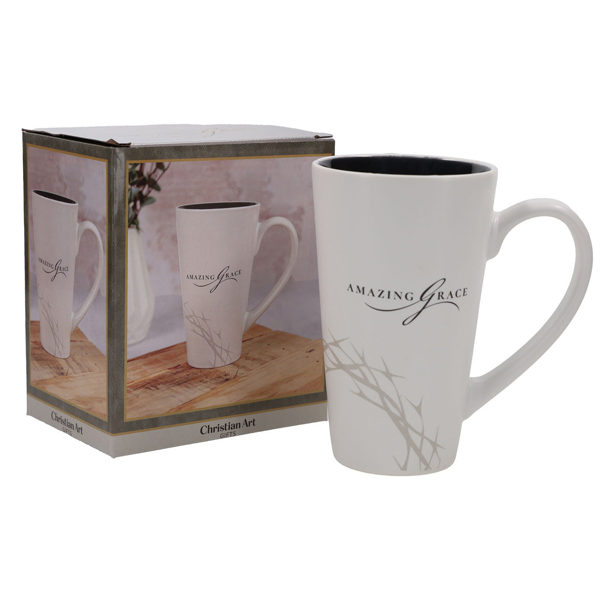 Amazing Grace White Ceramic Mug with Dark Brown Interior
