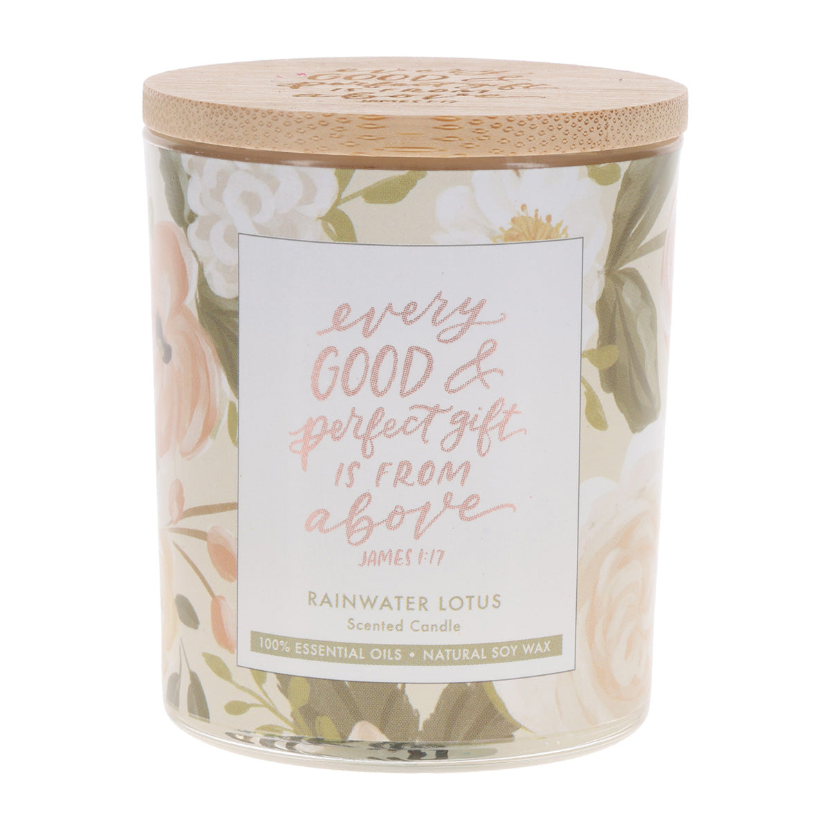 Every Good and Perfect Gift Is from Above Rainwater Lotus Scented Candle with Bamboo Lid