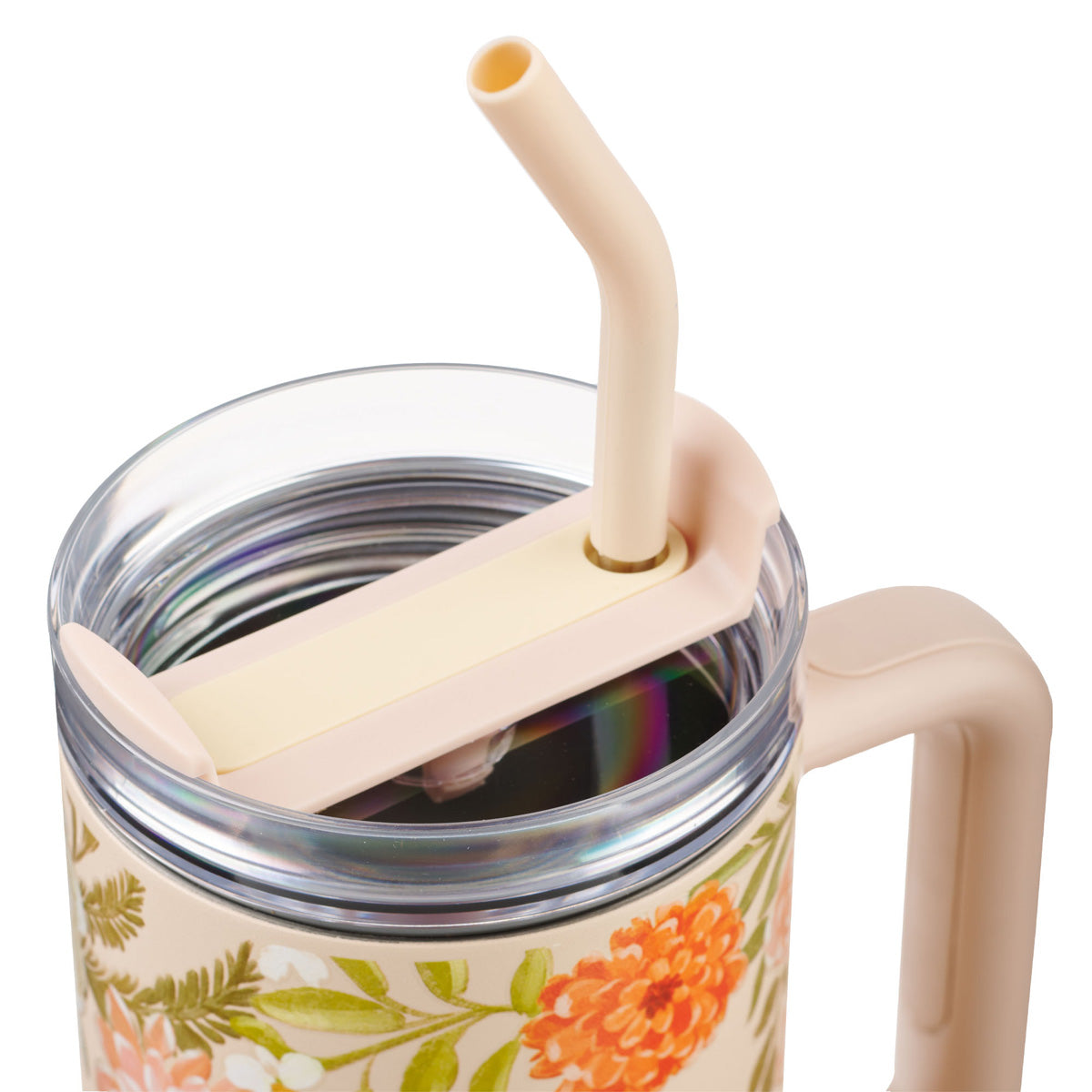 Consider How the Wildflowers Grow Large Stainless Steel Mug with Handle and Straw