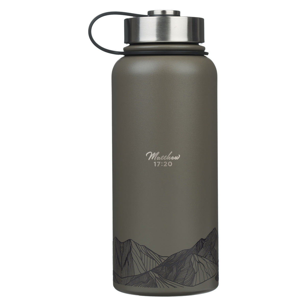 Faith Mountains Dark Brown Stainless Steel Water Bottle