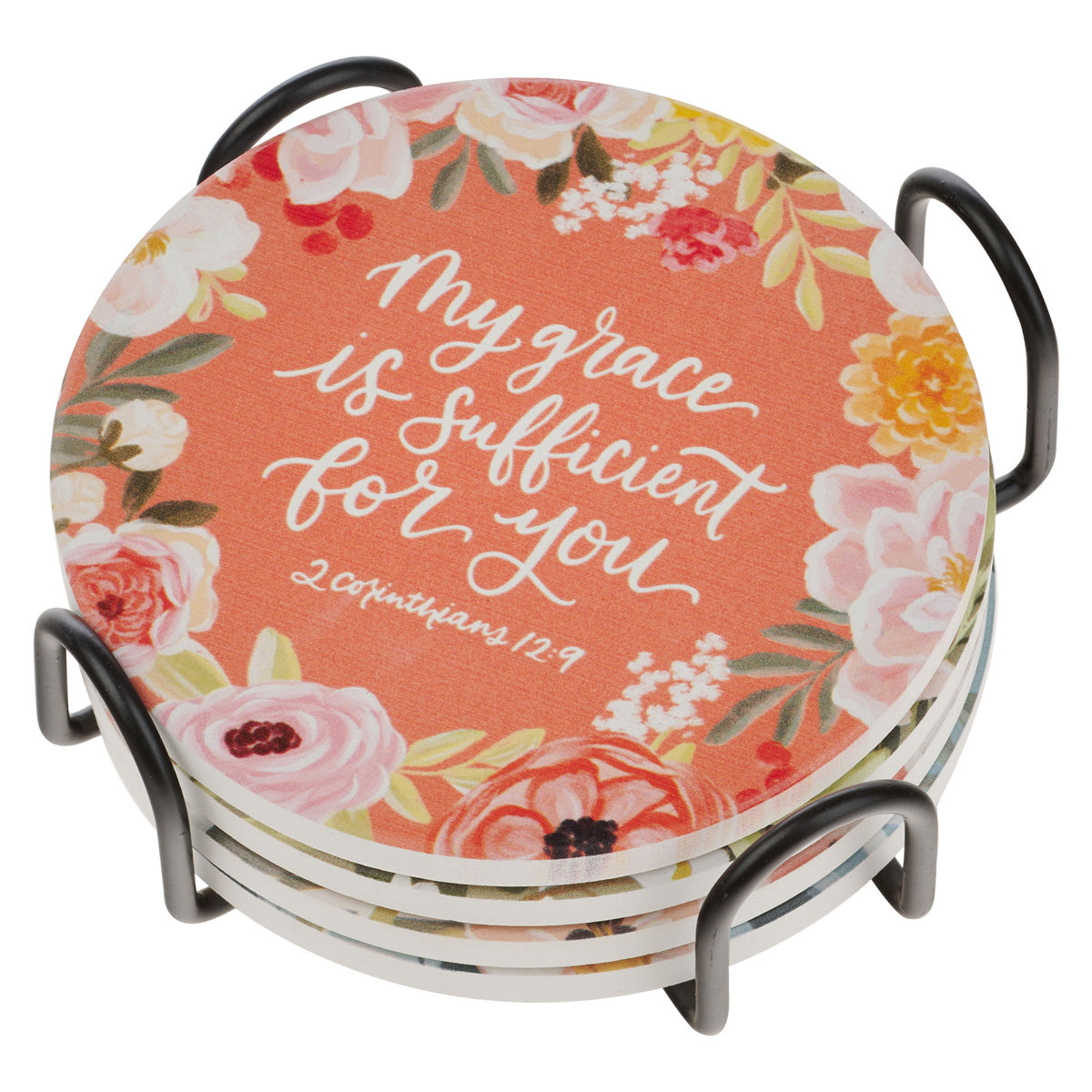 Love All Assorted Floral Four-Piece Ceramic Coster Set