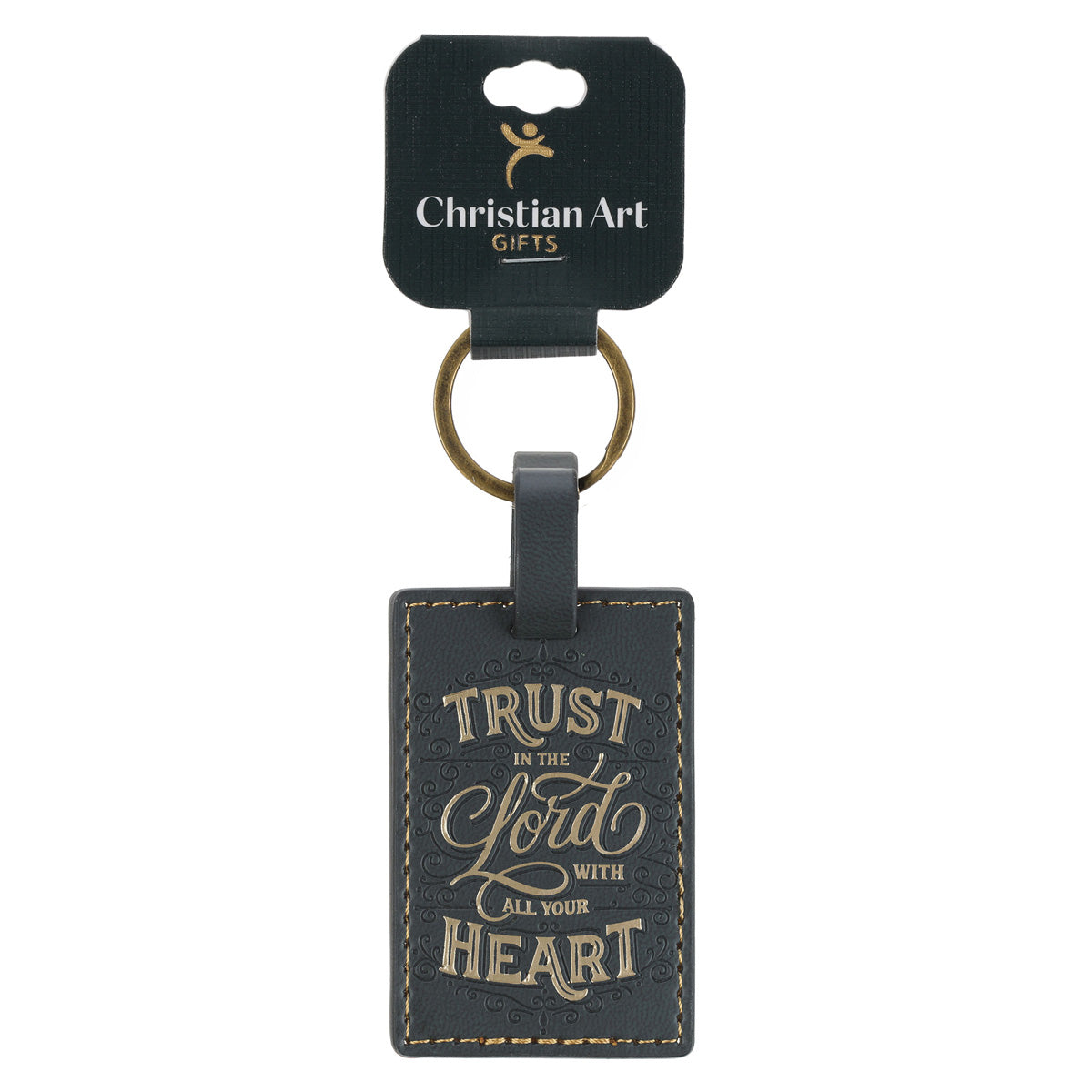 Trust in the Lord with All Your Heart Faux Leather Key Ring