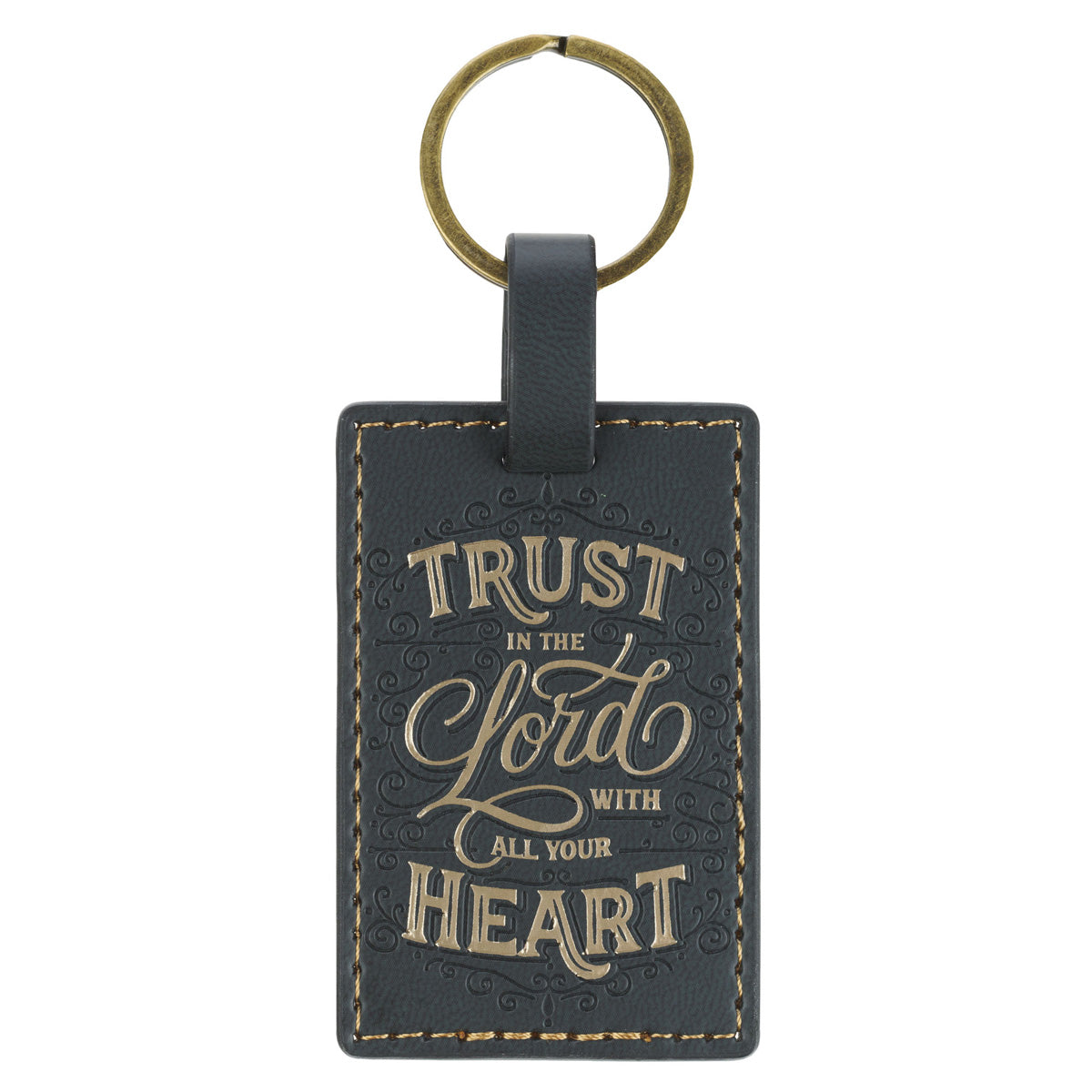 Trust in the Lord with All Your Heart Faux Leather Key Ring