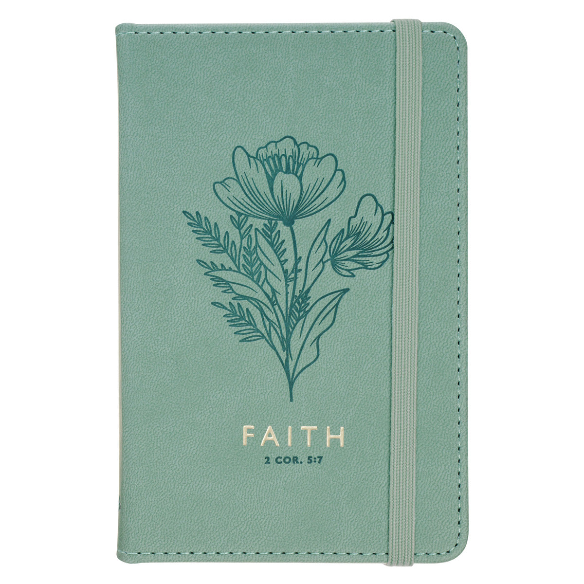 Faith Green Faux Leather Notebook with Elastic Closure