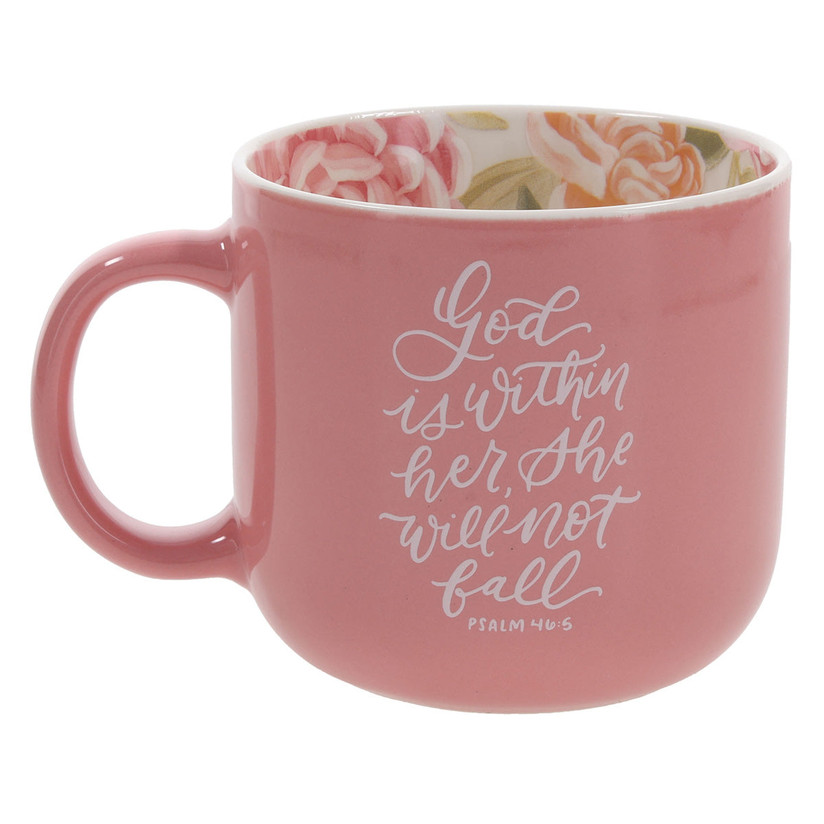 God Is Within Her, She Will Not Fall Pink Ceramic Mug