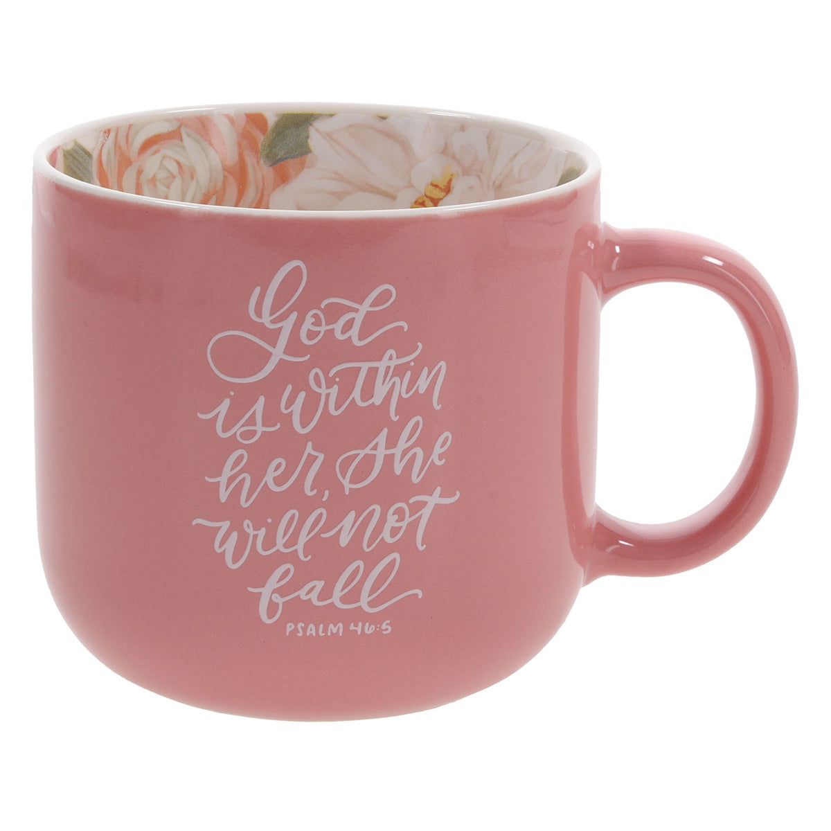 God Is Within Her, She Will Not Fall Pink Ceramic Mug