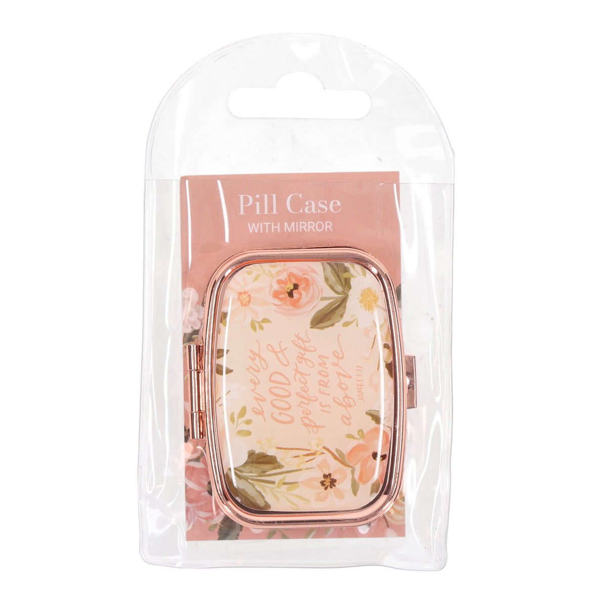 Every Good and Perfect Gift Is from Above Epoxy Rose Gold Metal Pill Box