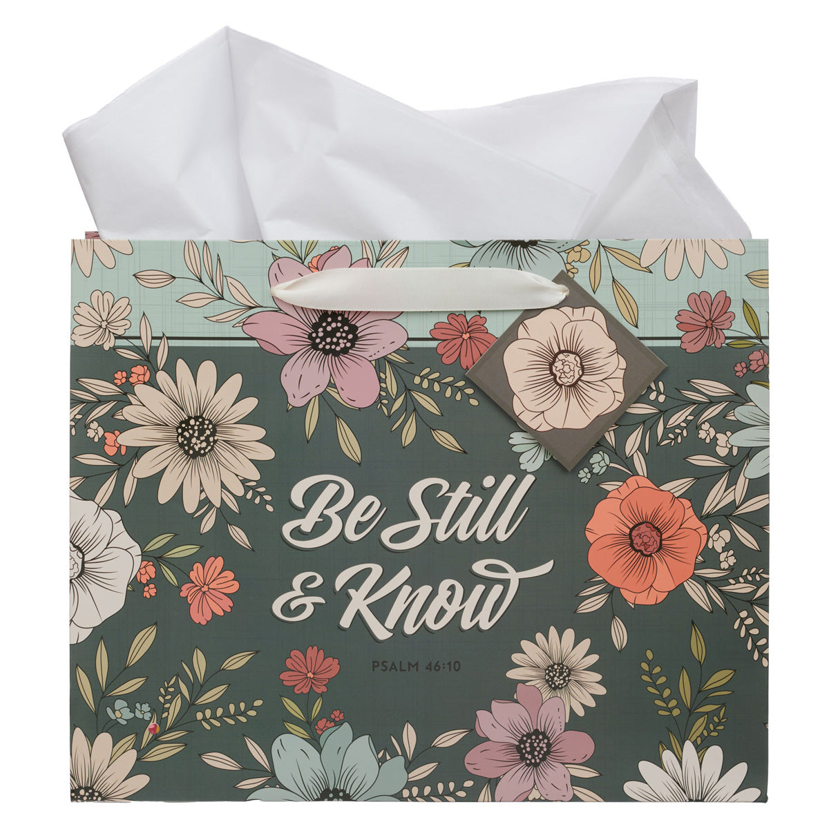 Be Still and Know Teal Landscape Gift Bag with Gift Tag