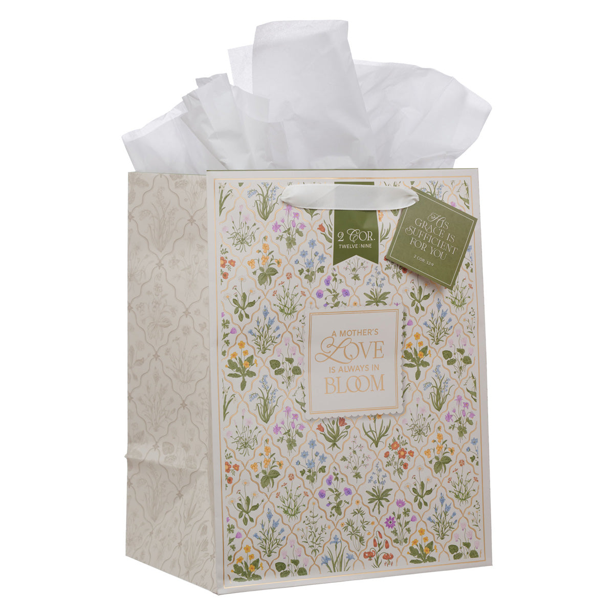 A Mother's Love Is Always in Bloom Portrait Gift Bag with Gift Tag