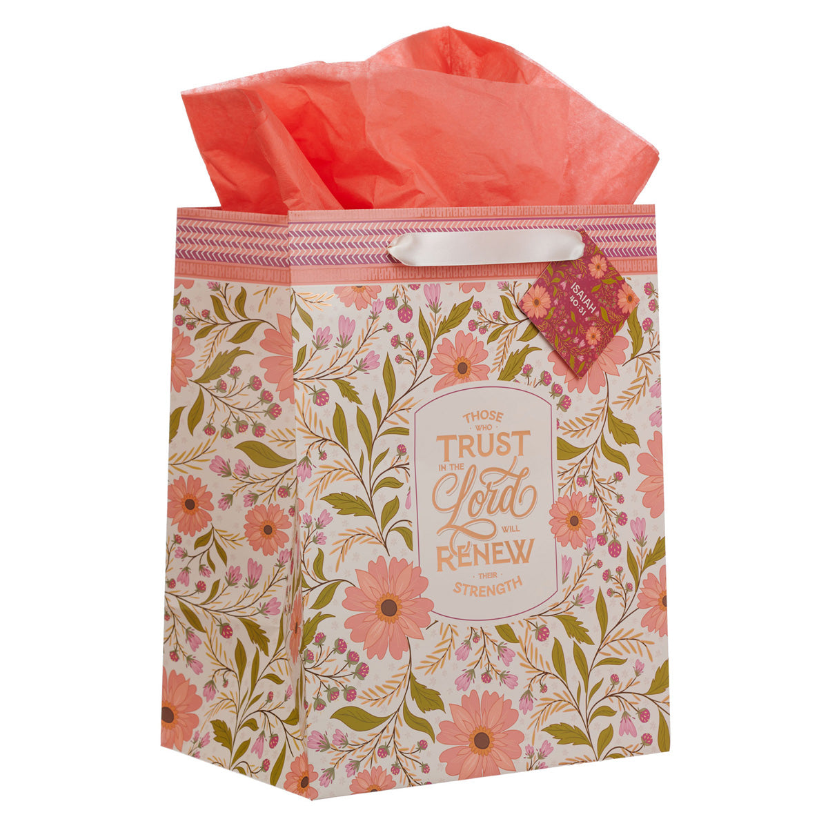 Those Who Trust in the Lord Will Renew Their Strength Portrait Gift Bag with Gift Tag