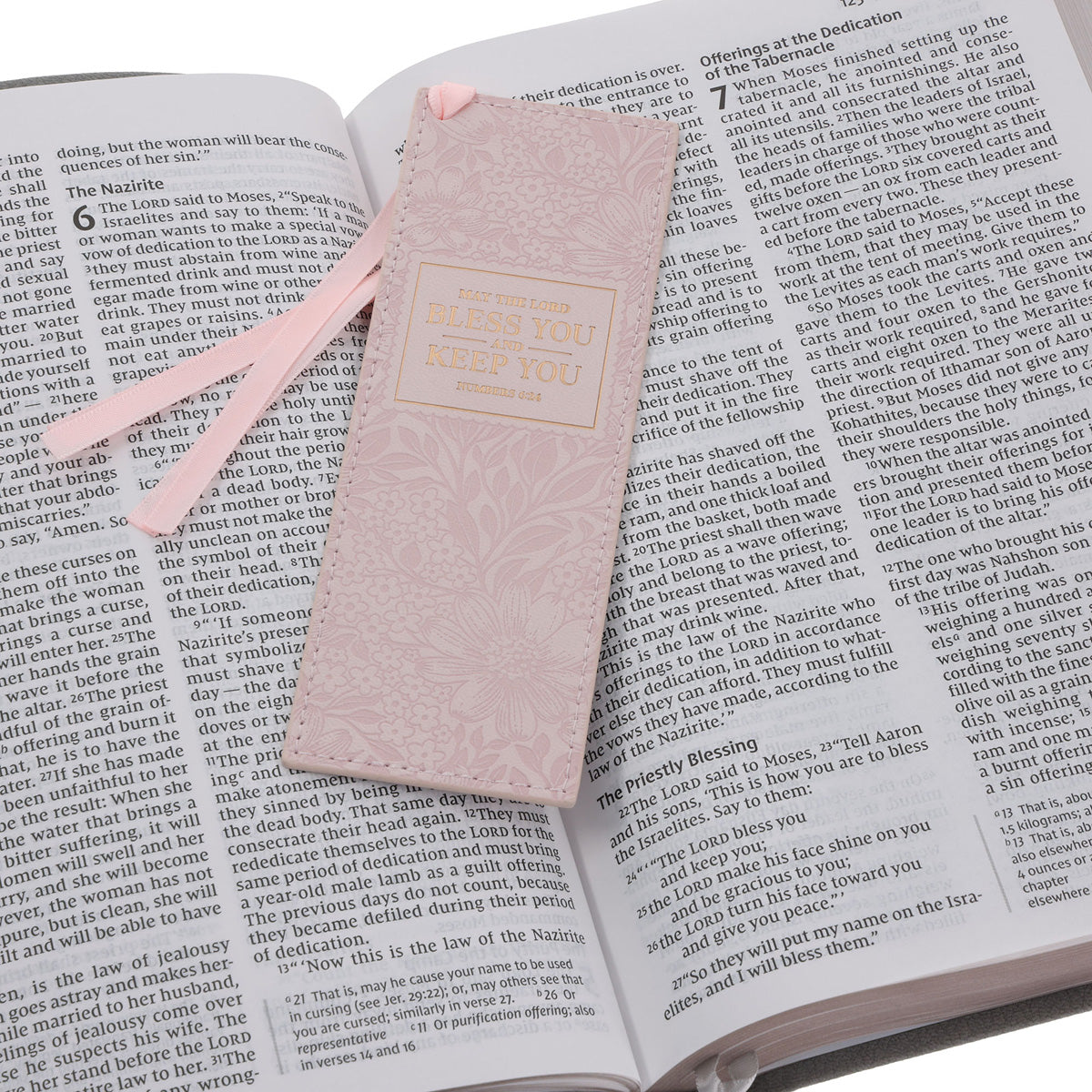 May the Lord Bless You and Keep You Pink Faux Leather Bookmark