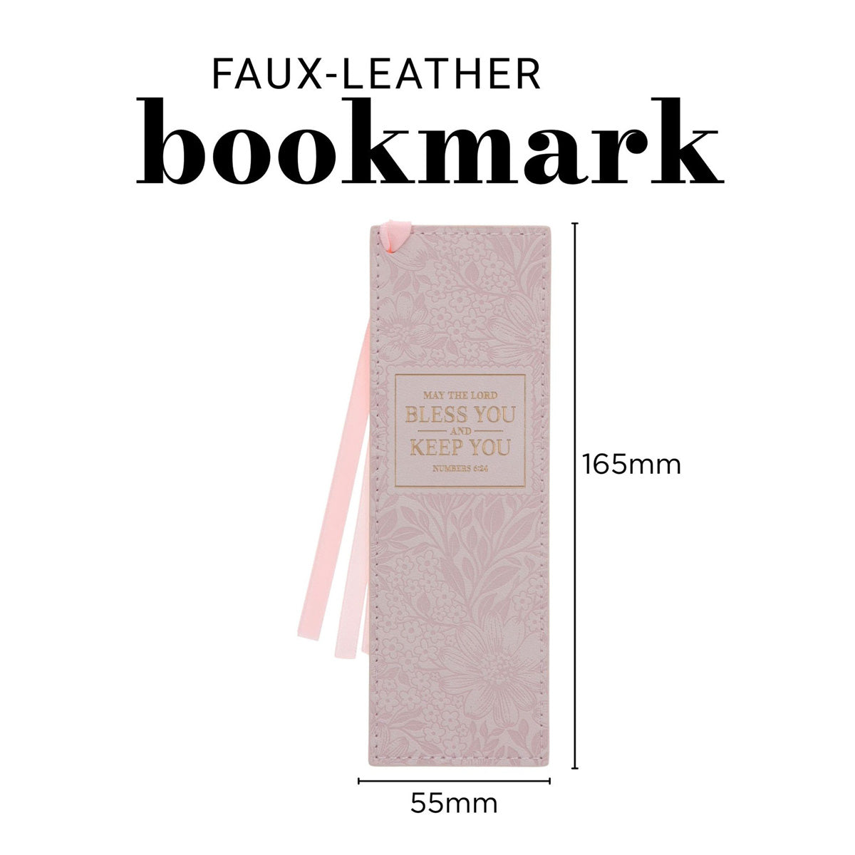 May the Lord Bless You and Keep You Pink Faux Leather Bookmark