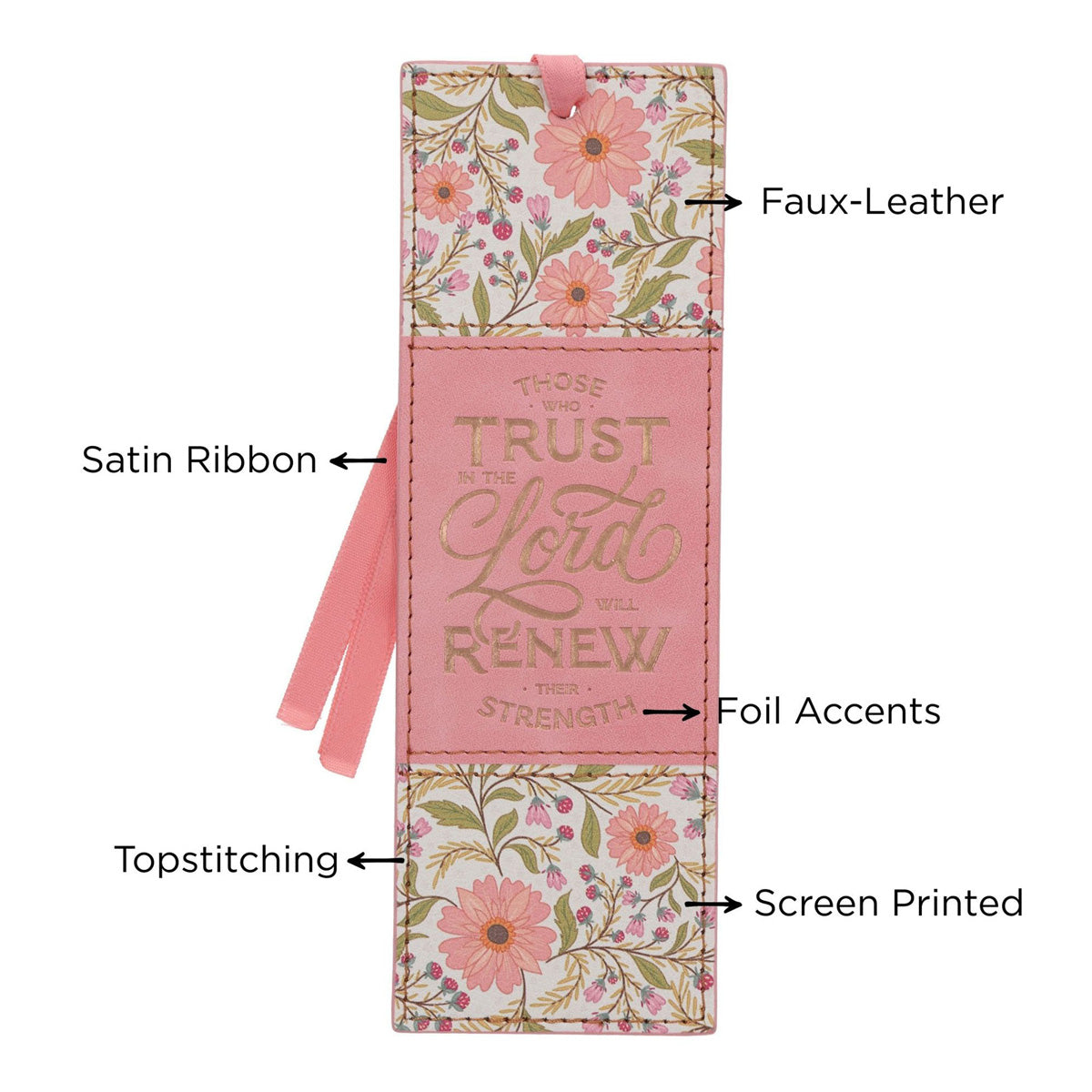 Those Who Trust in the Lord Will Renew Their Strength Faux Leather Bookmark