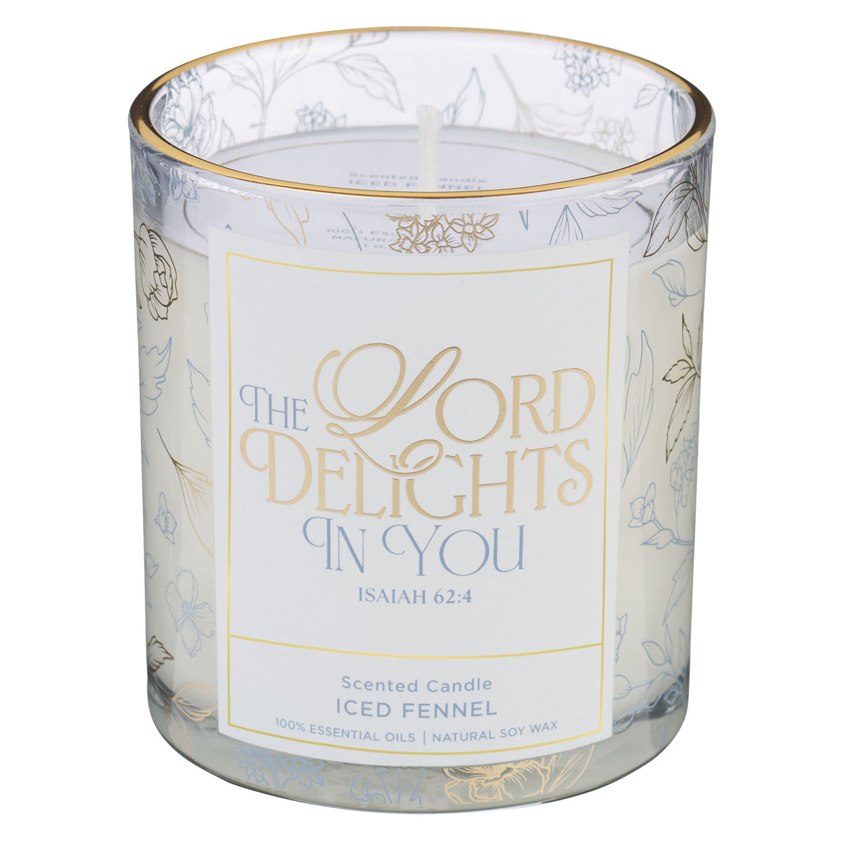 The Lord Delights in You Iced Fennel Scented Candle with Dust Cover