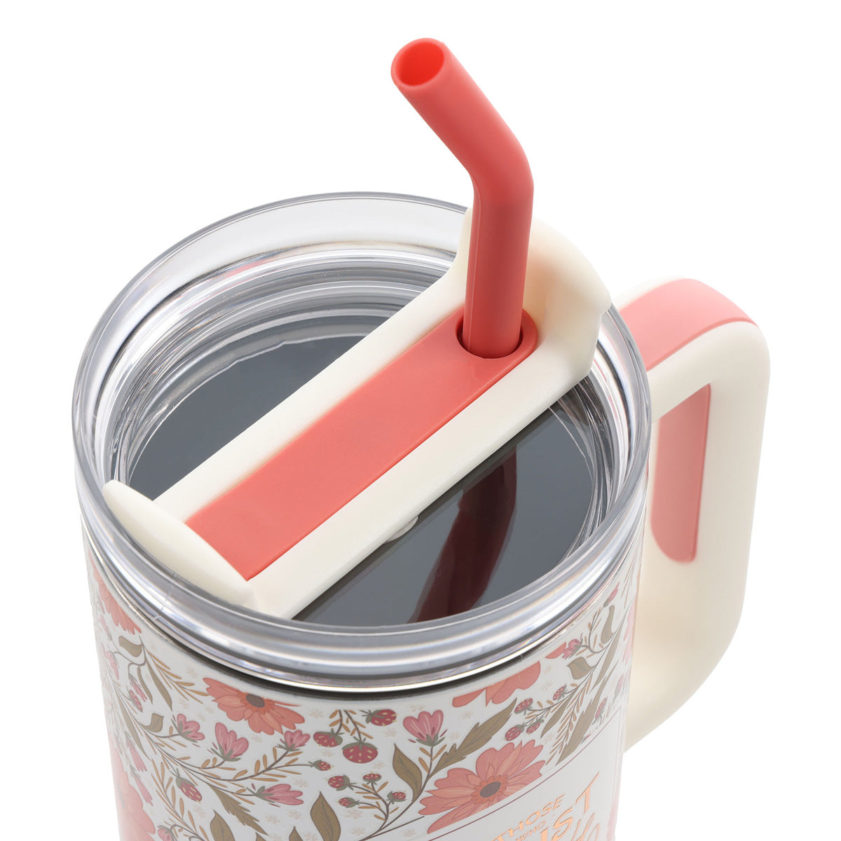 Travel Mug - Those Who Trust in the Lord (Stainless Steel, Coral Floral, Large)
