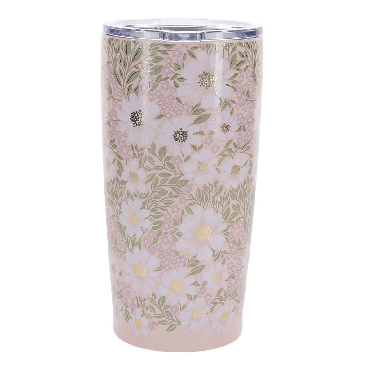 Travel Mug - May the Lord Bless You (Stainless Steel, Pink Floral, with Straw)