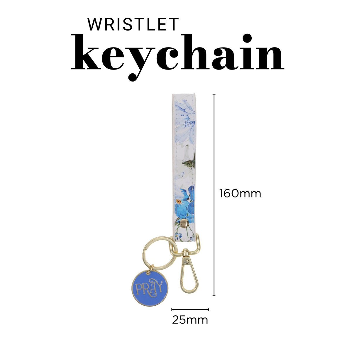 Pray Faux Leather Wristlet Keychain with Charm