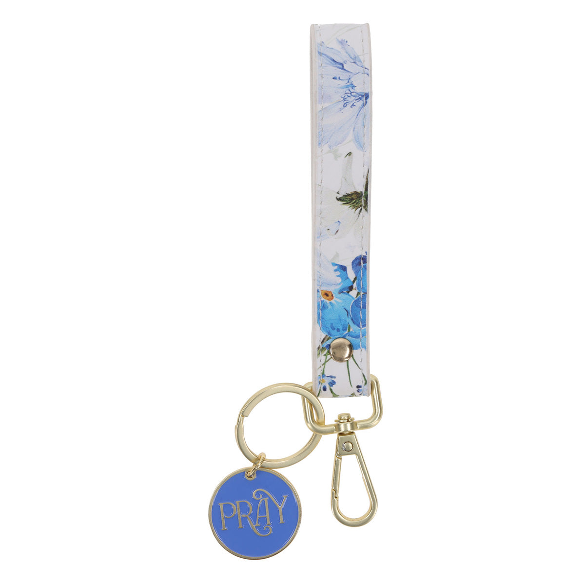 Pray Faux Leather Wristlet Keychain with Charm