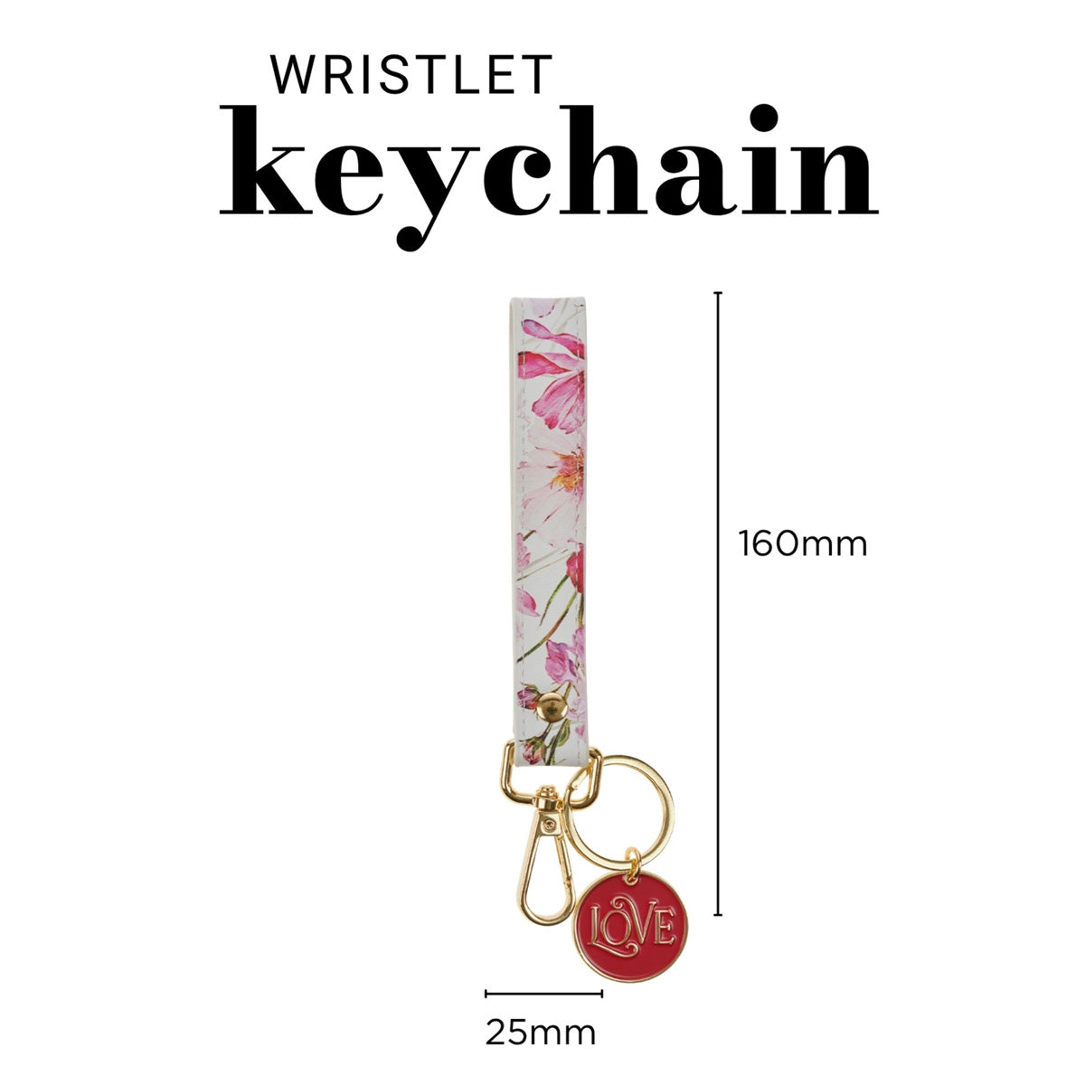 Love Faux Leather Wristlet Keychain with Charm