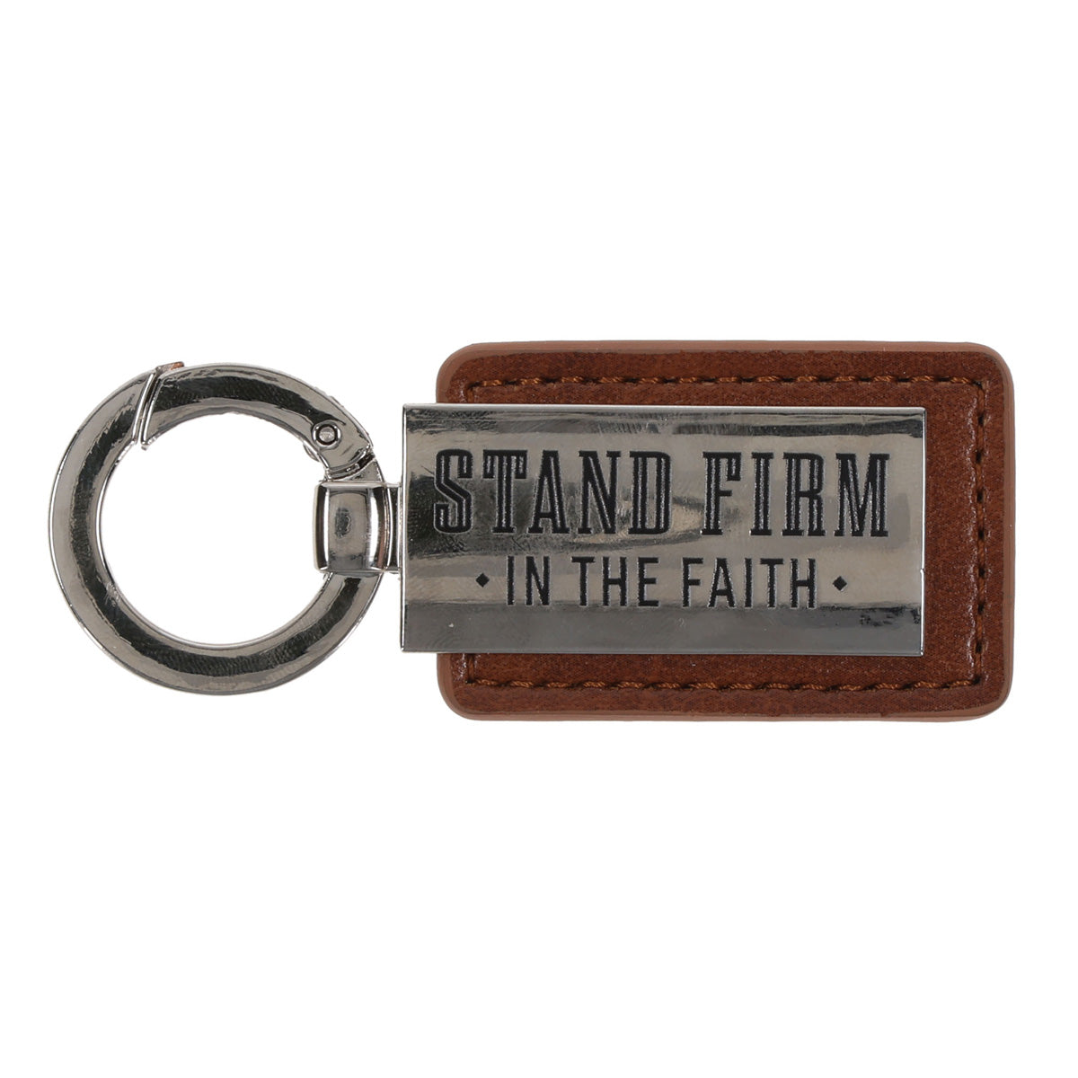 Stand Firm in the Faith Faux Leather Keychain