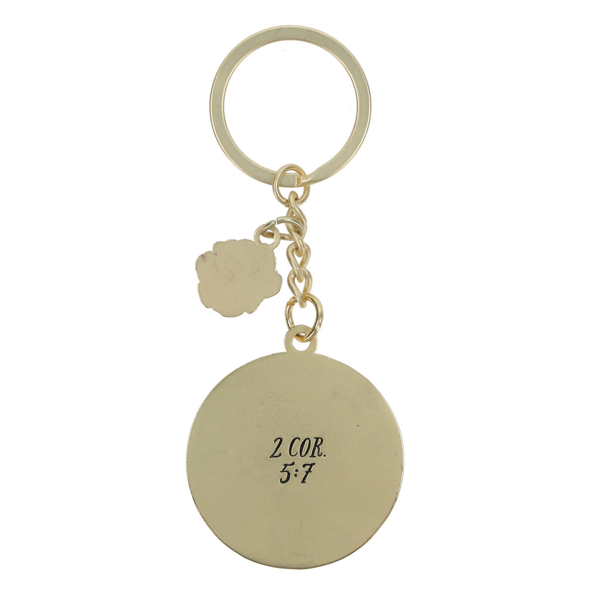 Walk by Faith Epoxy Metal Keychain with Charm