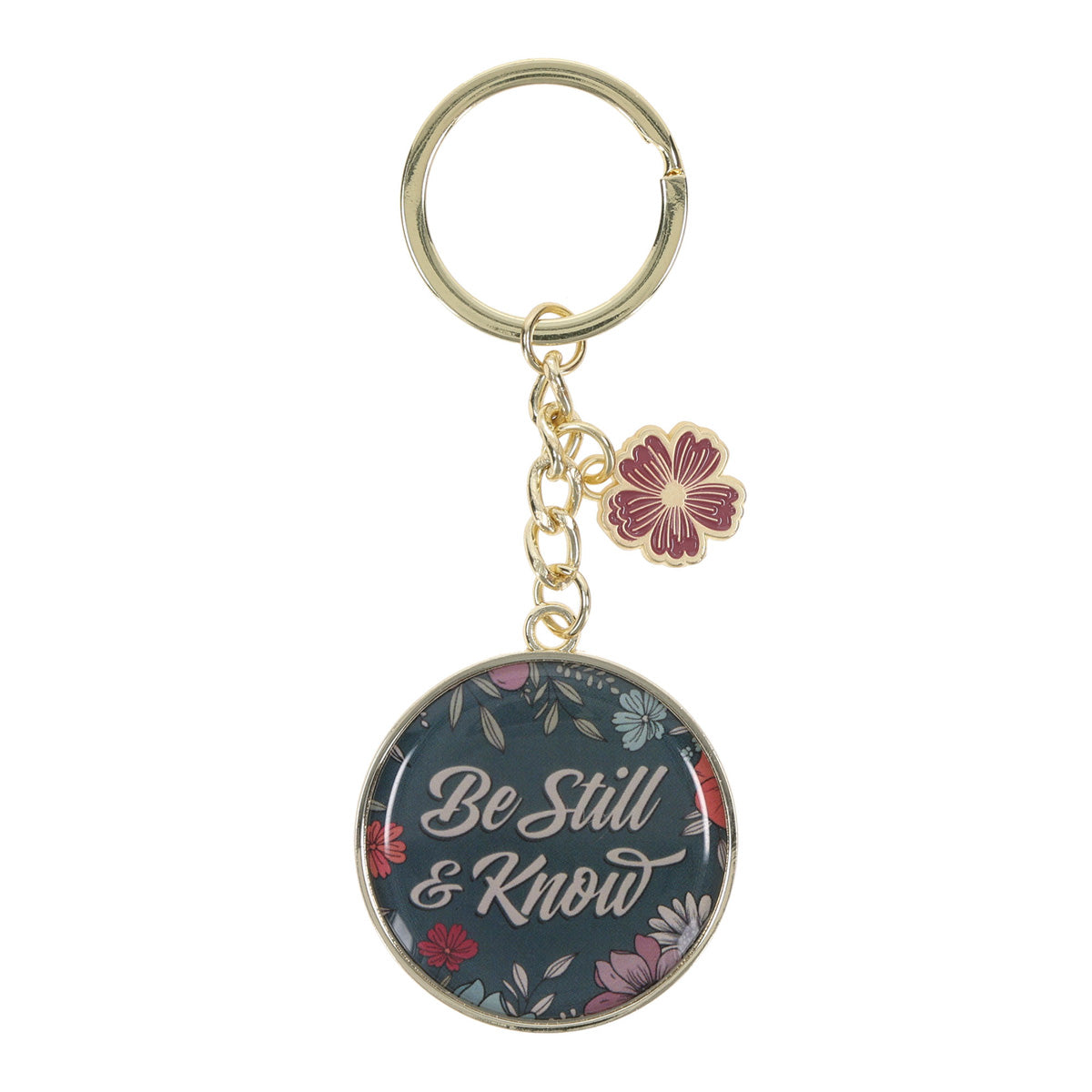 Be Still and Know Metal Keychain with Charm