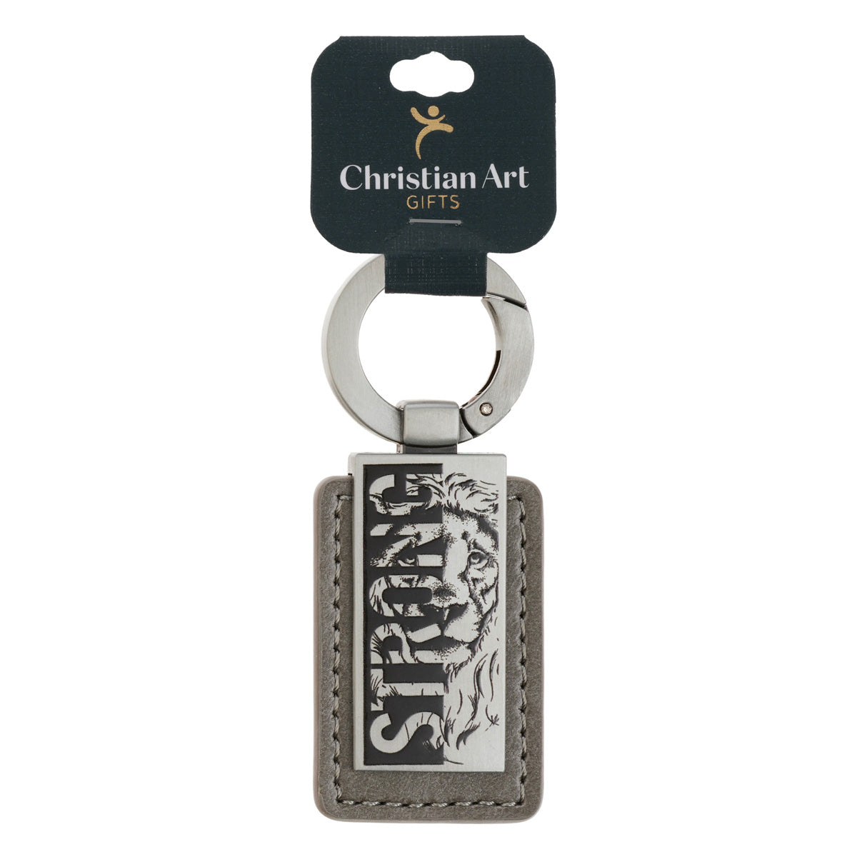 Be Strong and Courageous Metal and Faux Leather Keychain