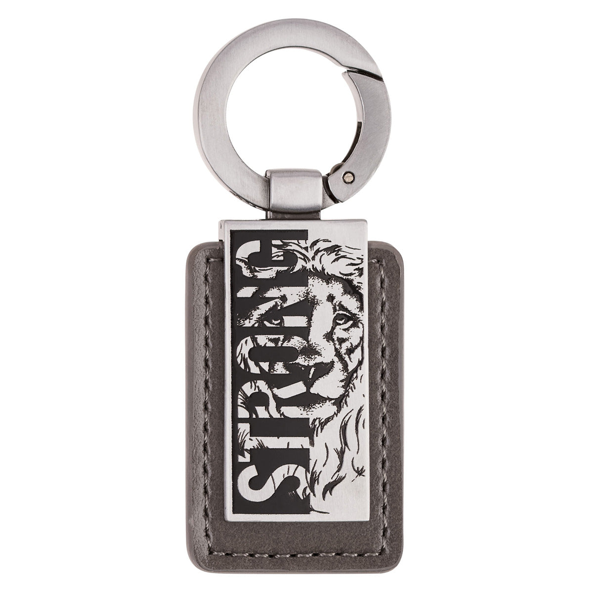 Be Strong and Courageous Metal and Faux Leather Keychain
