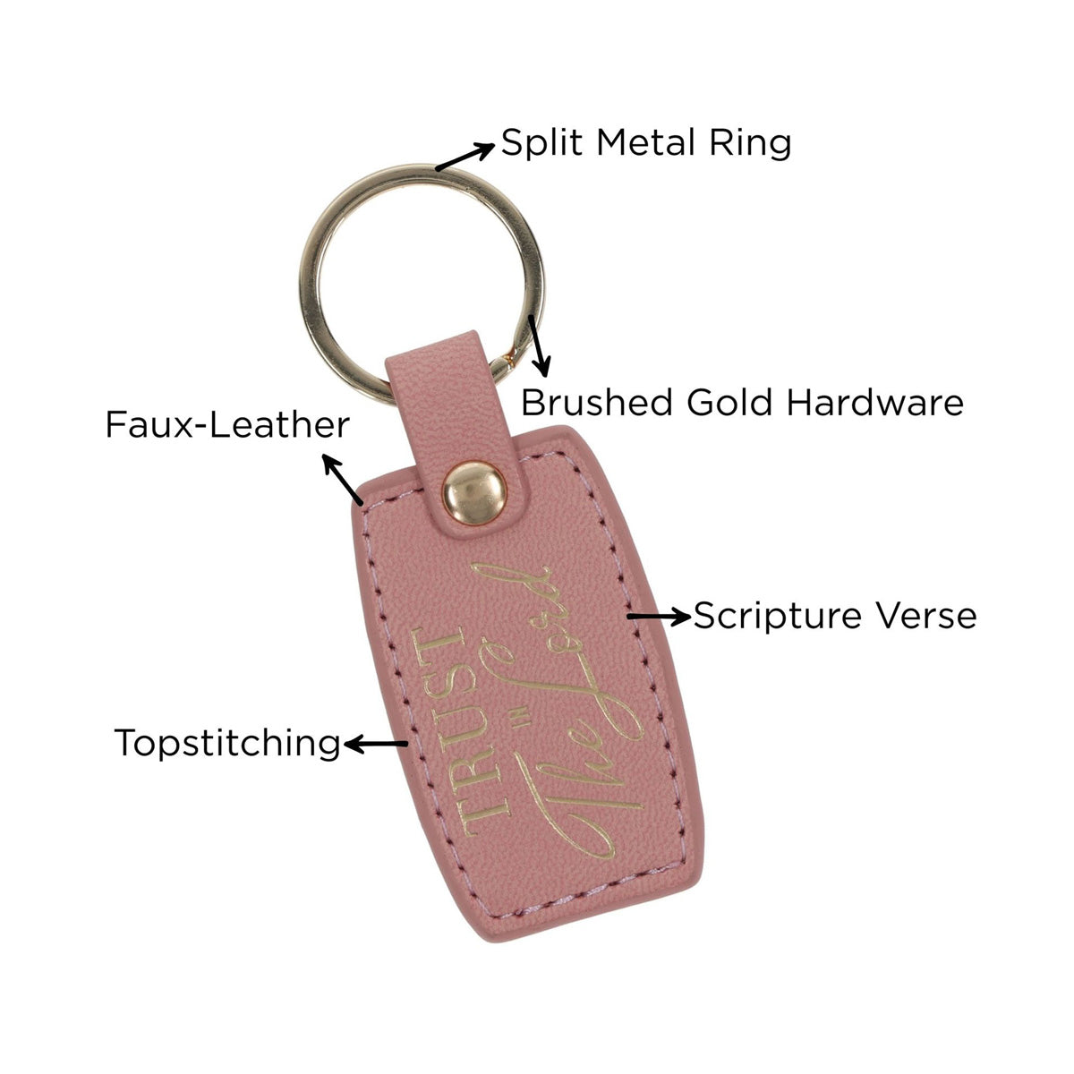 Trust in the Lord Pink Faux Leather Keychain
