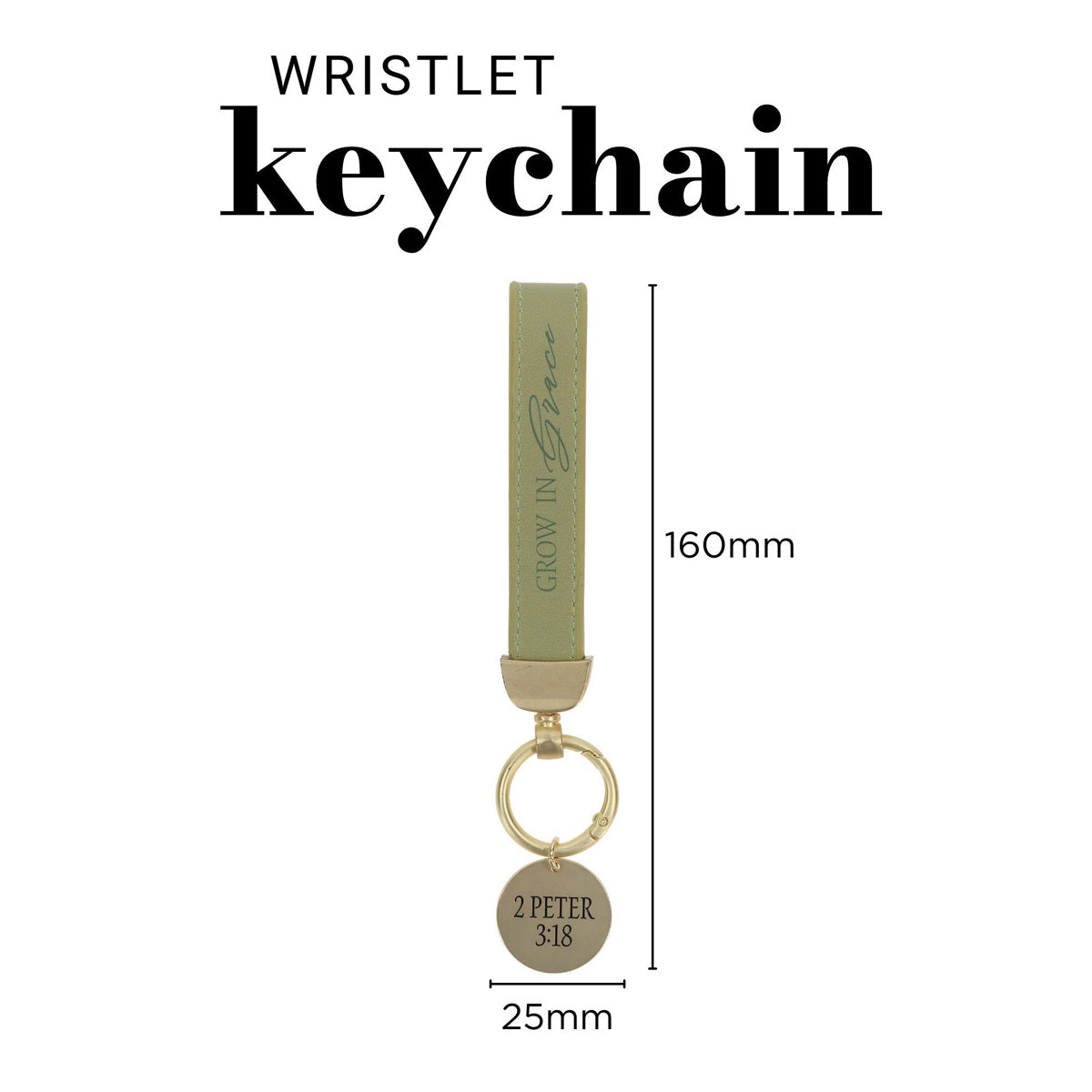 Grow in Grace Faux Leather Wristlet Keychain with Charm