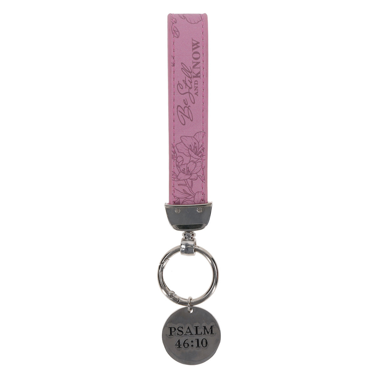 Be Still and Know Faux Leather Wristlet Keychain with Charm