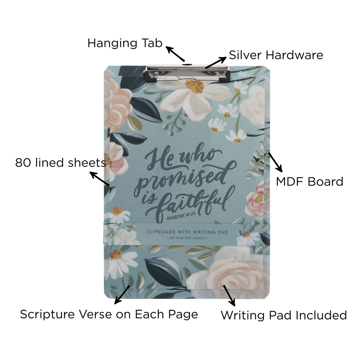 He Who Promised Is Faithful Clipboard with Notepad