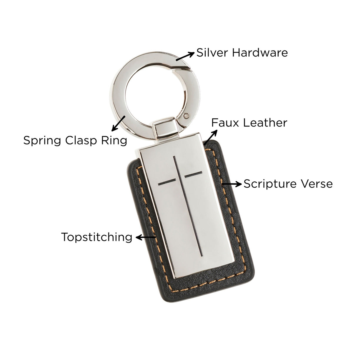 Man of God Metal and Faux Leather Keychain