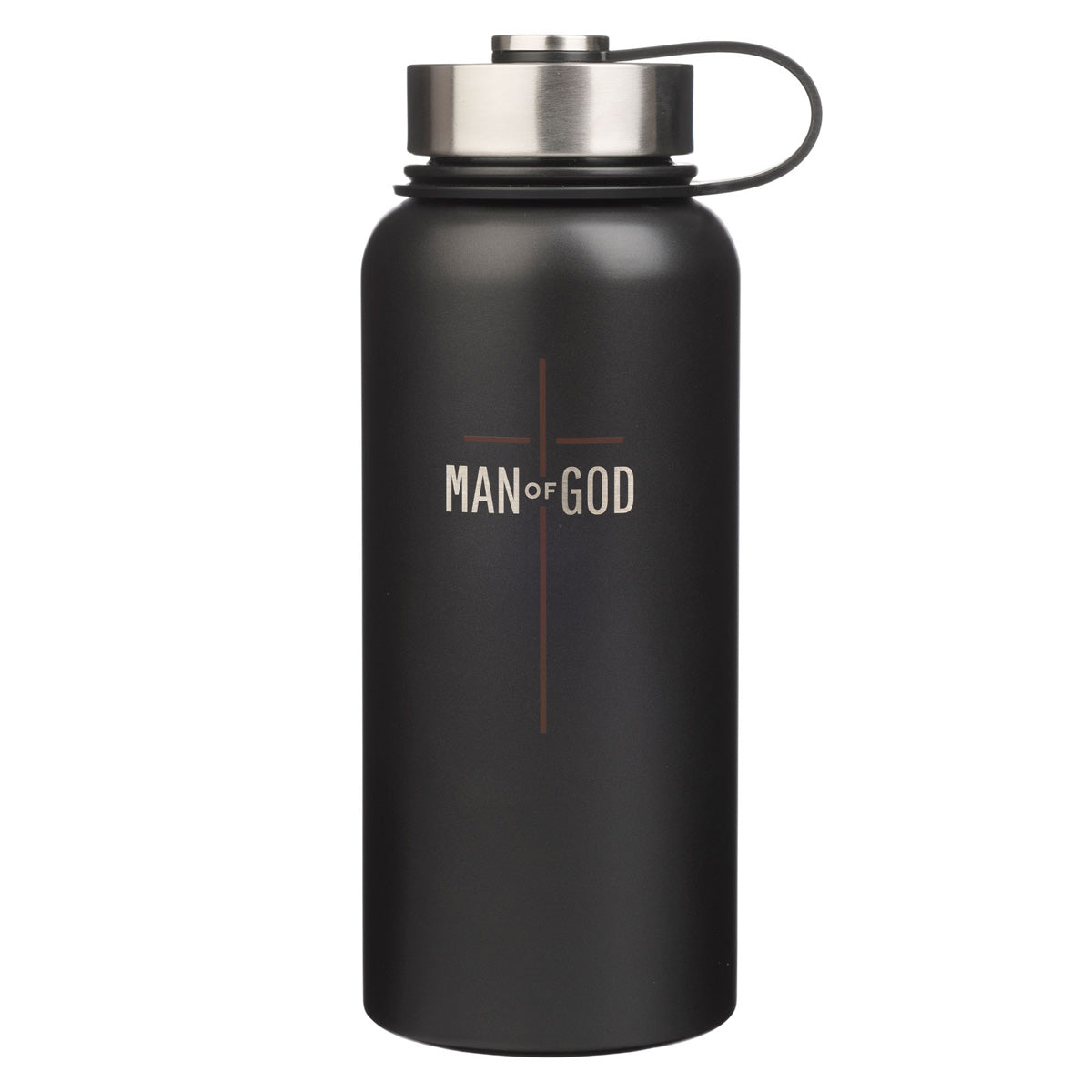 Man of God Black Stainless Steel Water Bottle