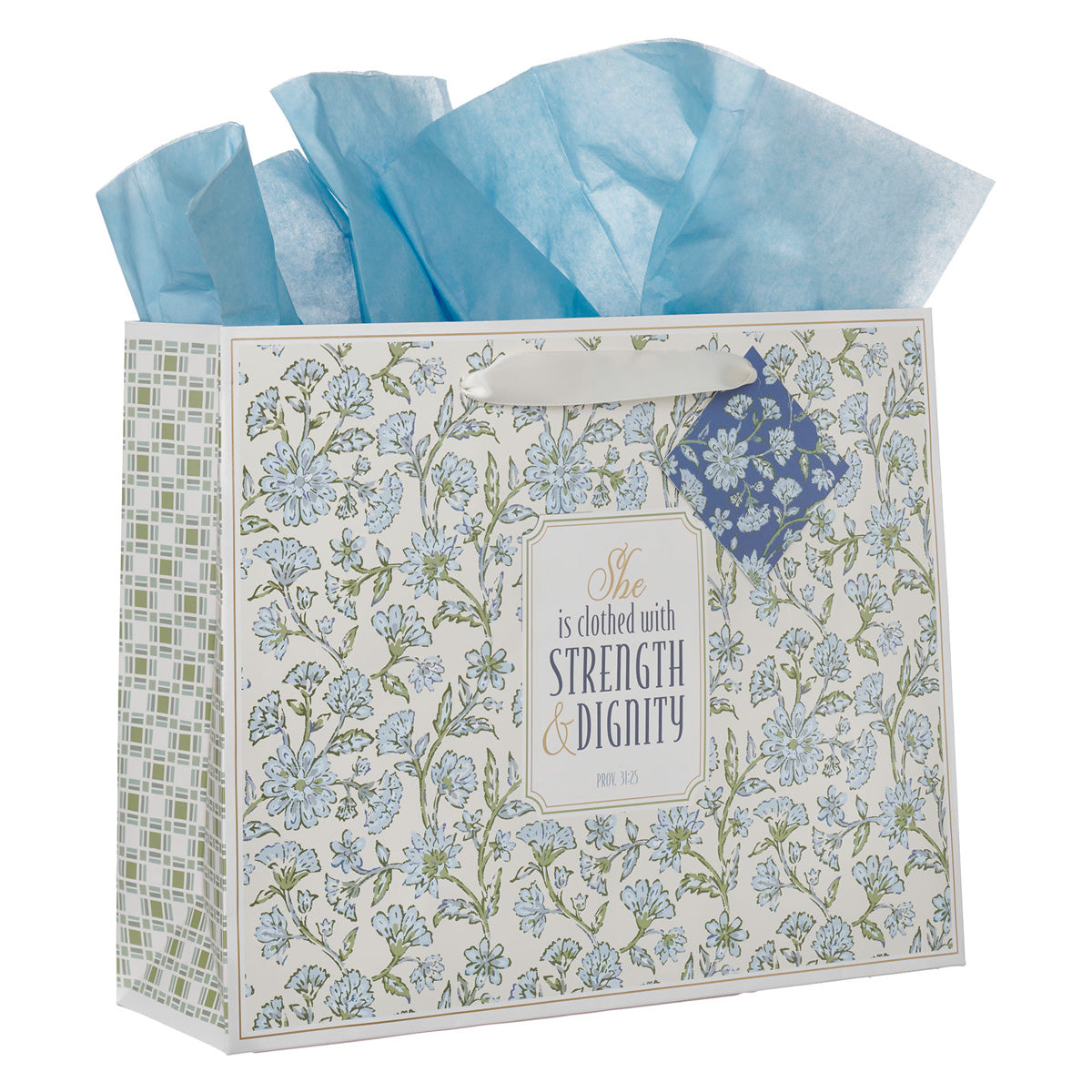She Is Clothed with Strength and Dignity Landscape Gift Bag with Gift Tag