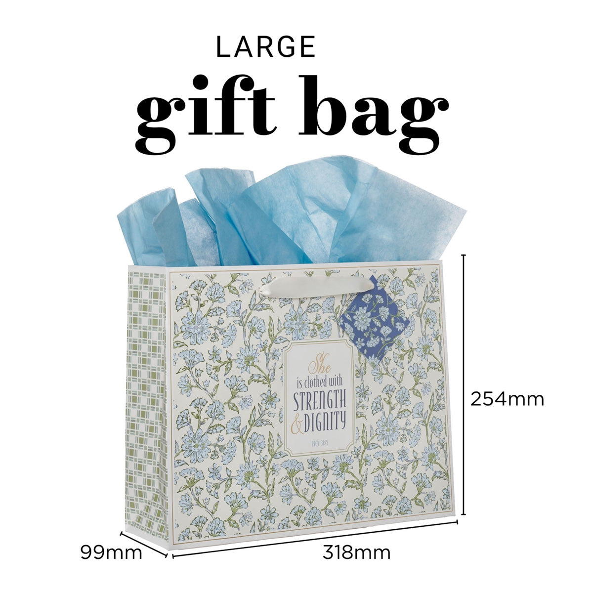 She Is Clothed with Strength and Dignity Landscape Gift Bag with Gift Tag