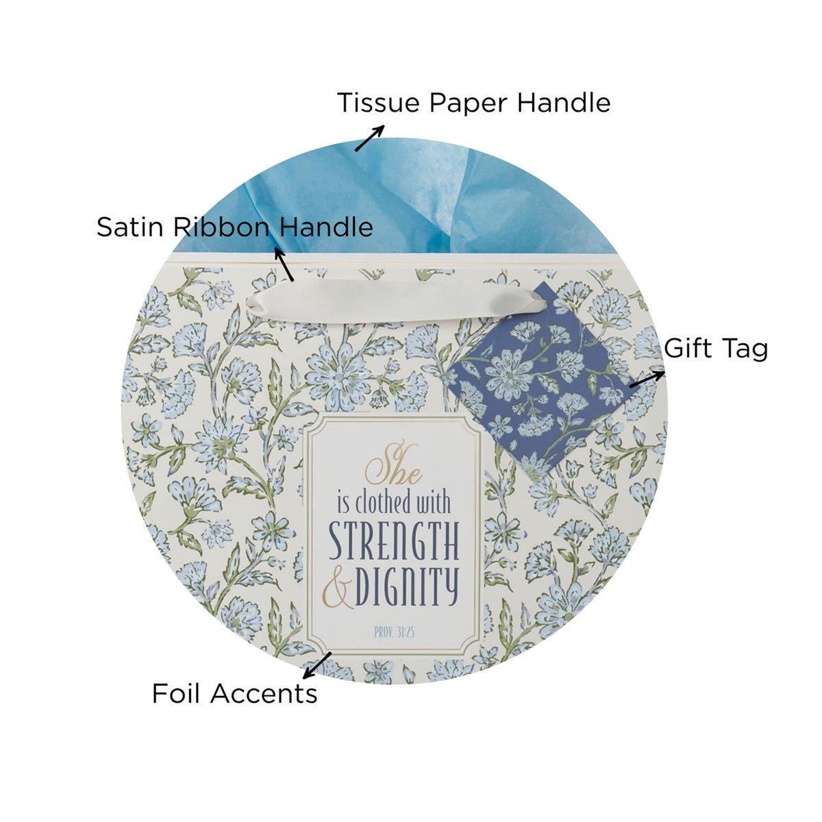 She Is Clothed with Strength and Dignity Landscape Gift Bag with Gift Tag