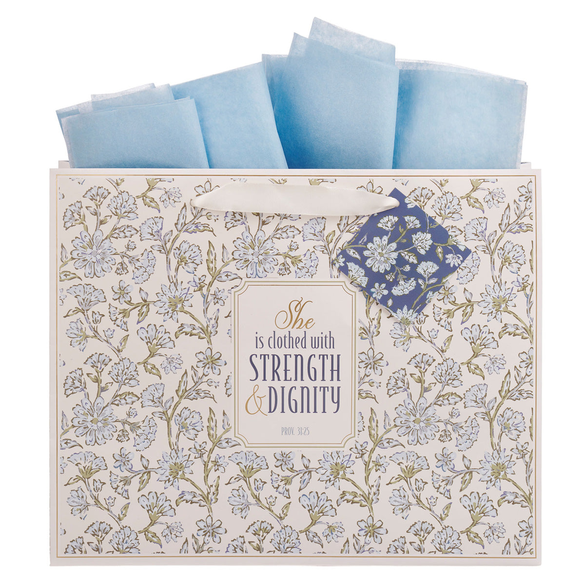 She Is Clothed with Strength and Dignity Landscape Gift Bag with Gift Tag
