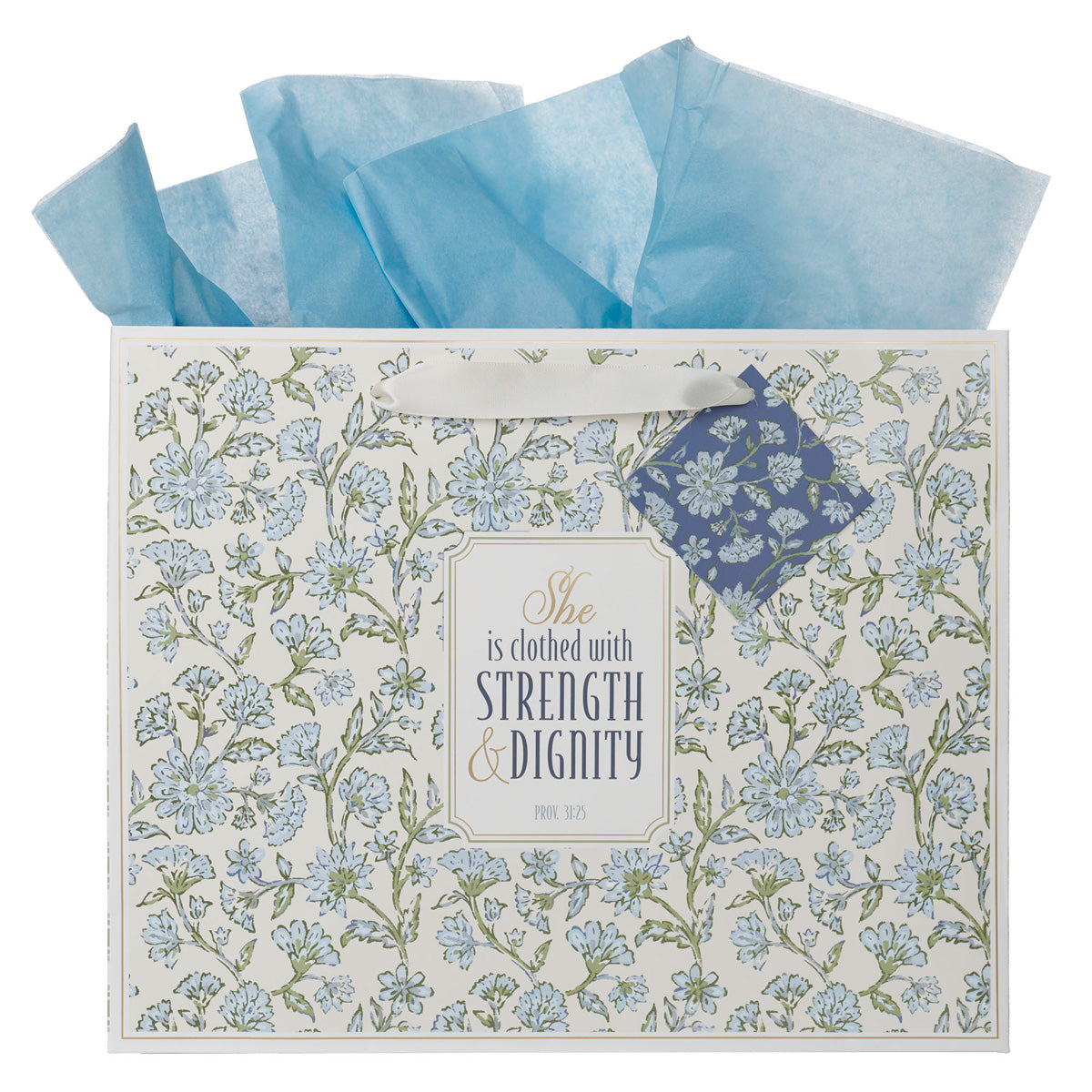 She Is Clothed with Strength and Dignity Landscape Gift Bag with Gift Tag