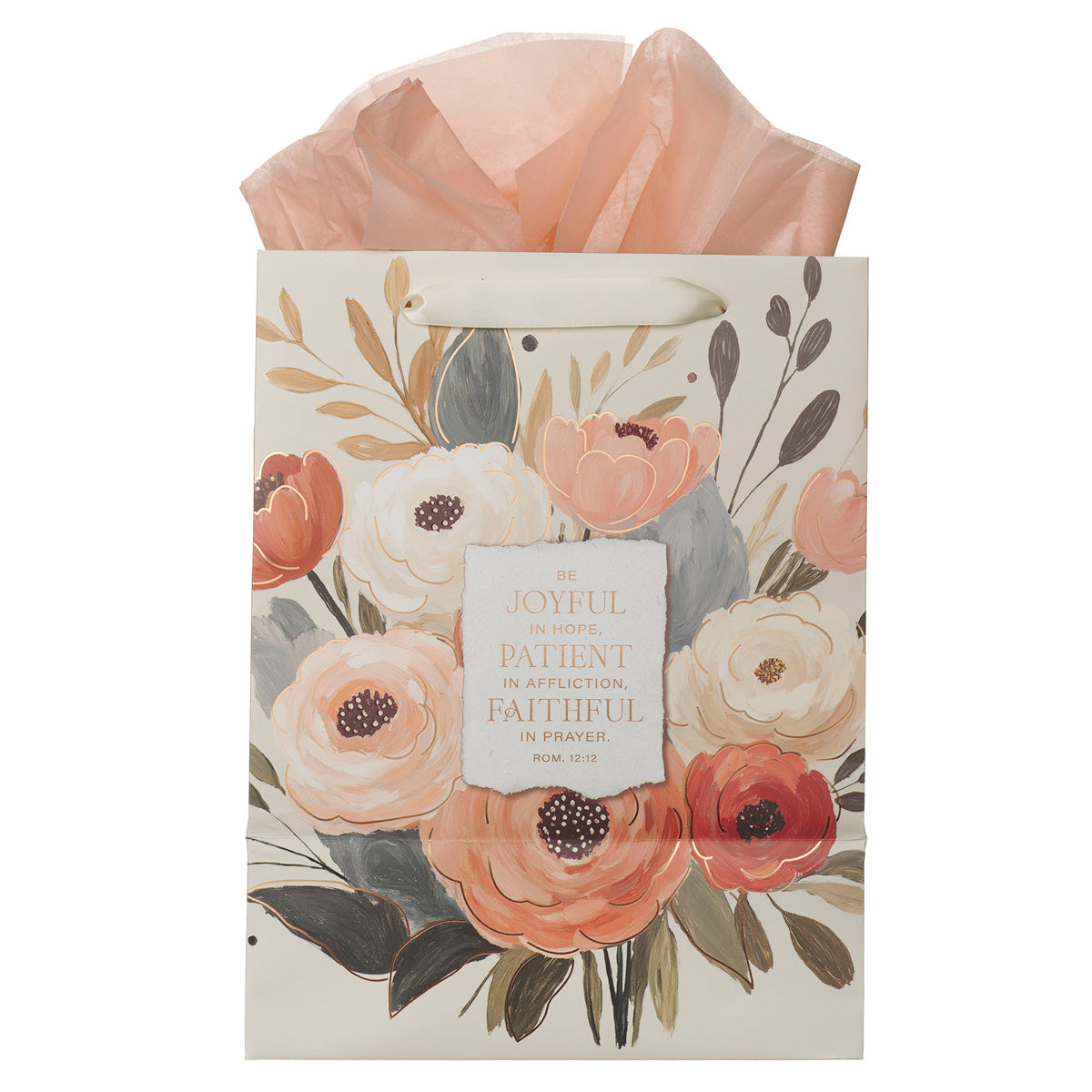 Be Joyful in Hope, Patient in Affliction Portrait Gift Bag with Gift Tag