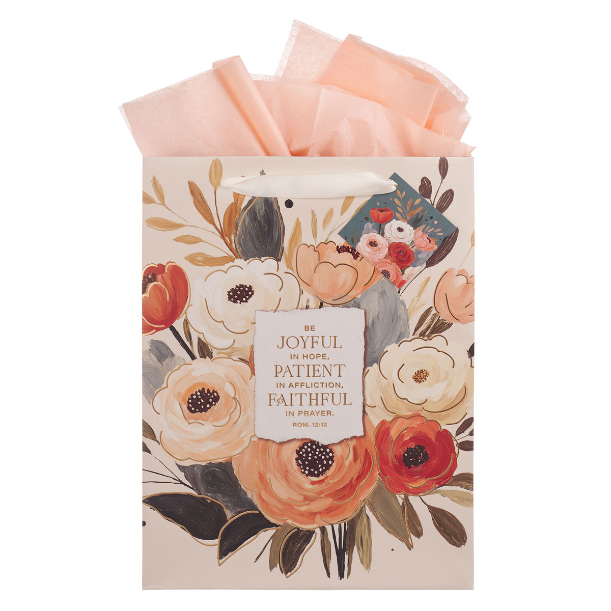 Be Joyful in Hope, Patient in Affliction Portrait Gift Bag with Gift Tag