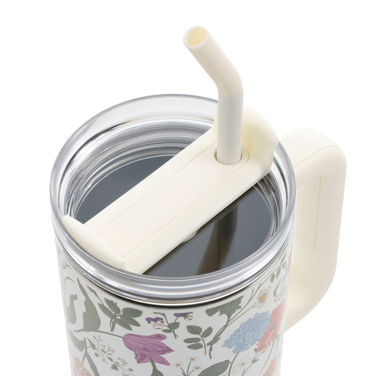 A Mother's Love Is Always in Bloom Large Stainless Steel Mug with Handle and Straw